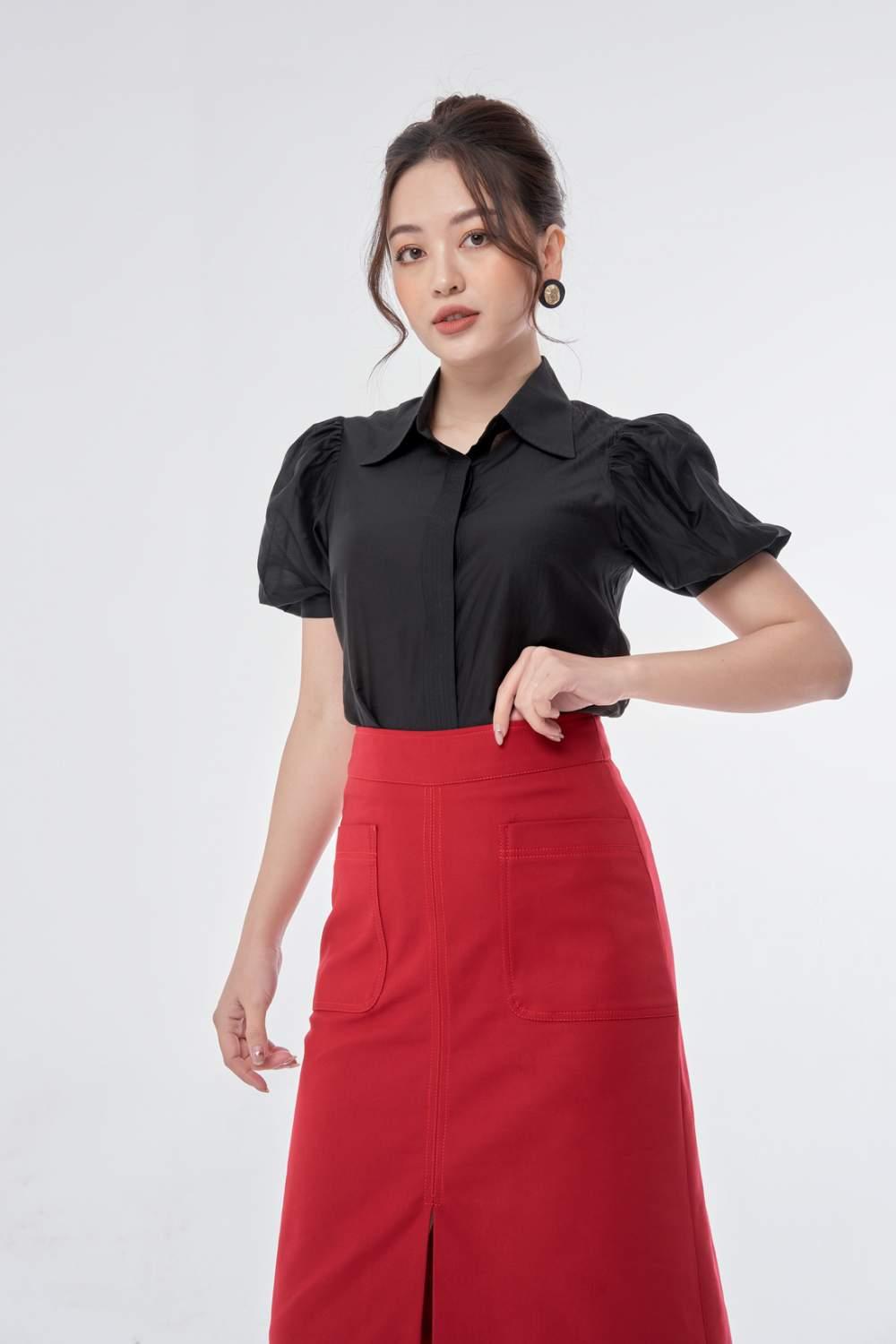 chân váy A xẻ trước