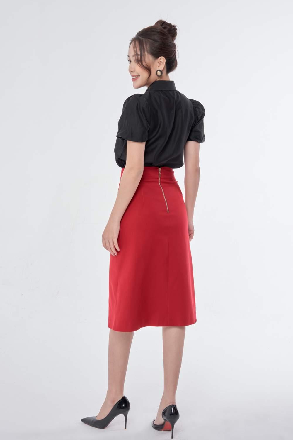 chân váy A xẻ trước