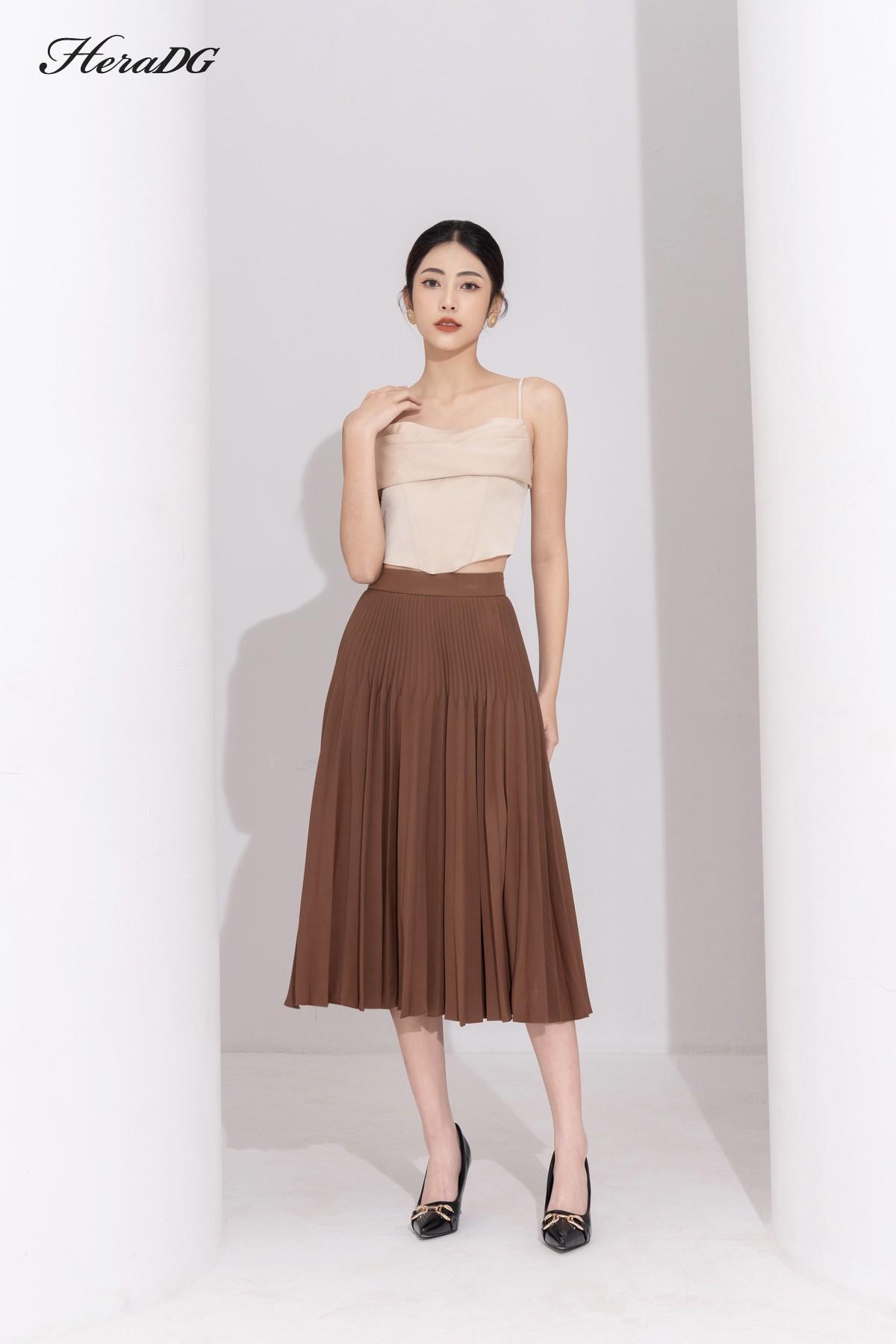 Chân váy xoè dập ly