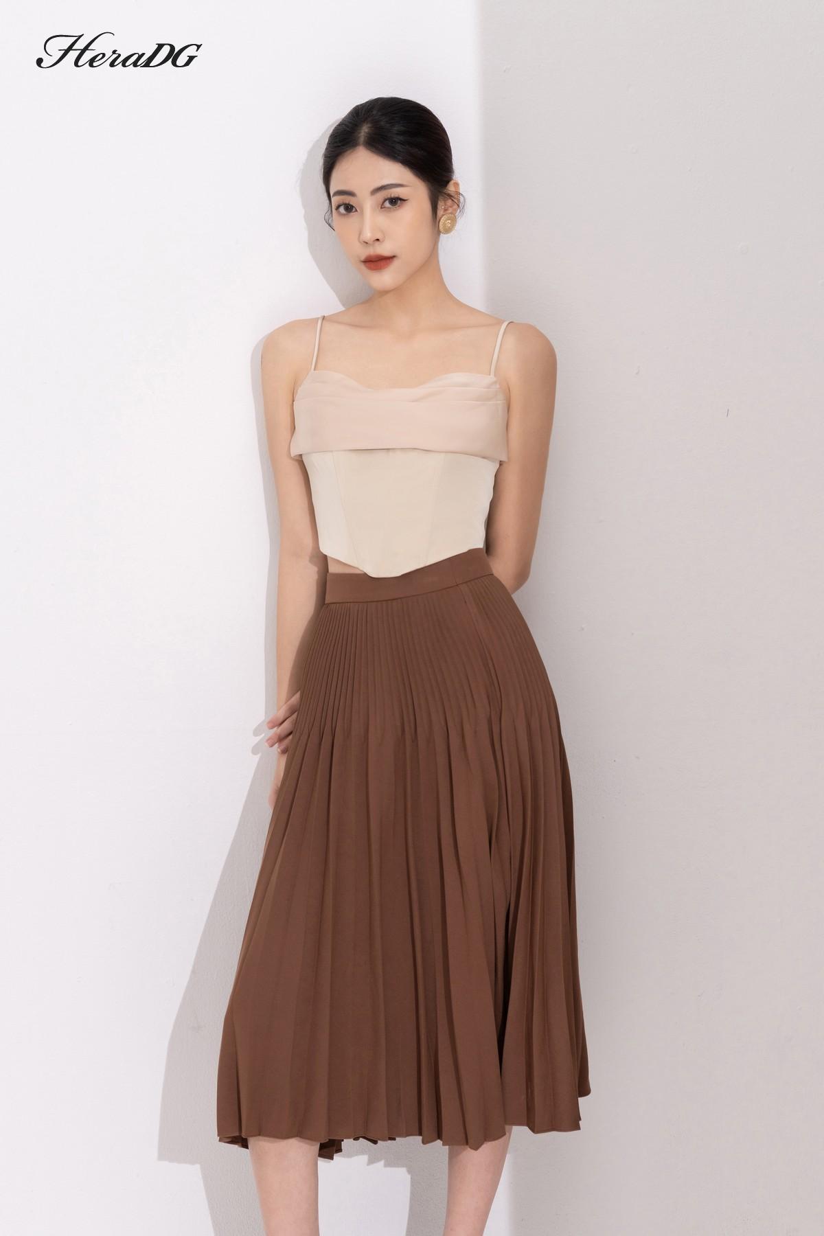Chân váy xoè dập ly