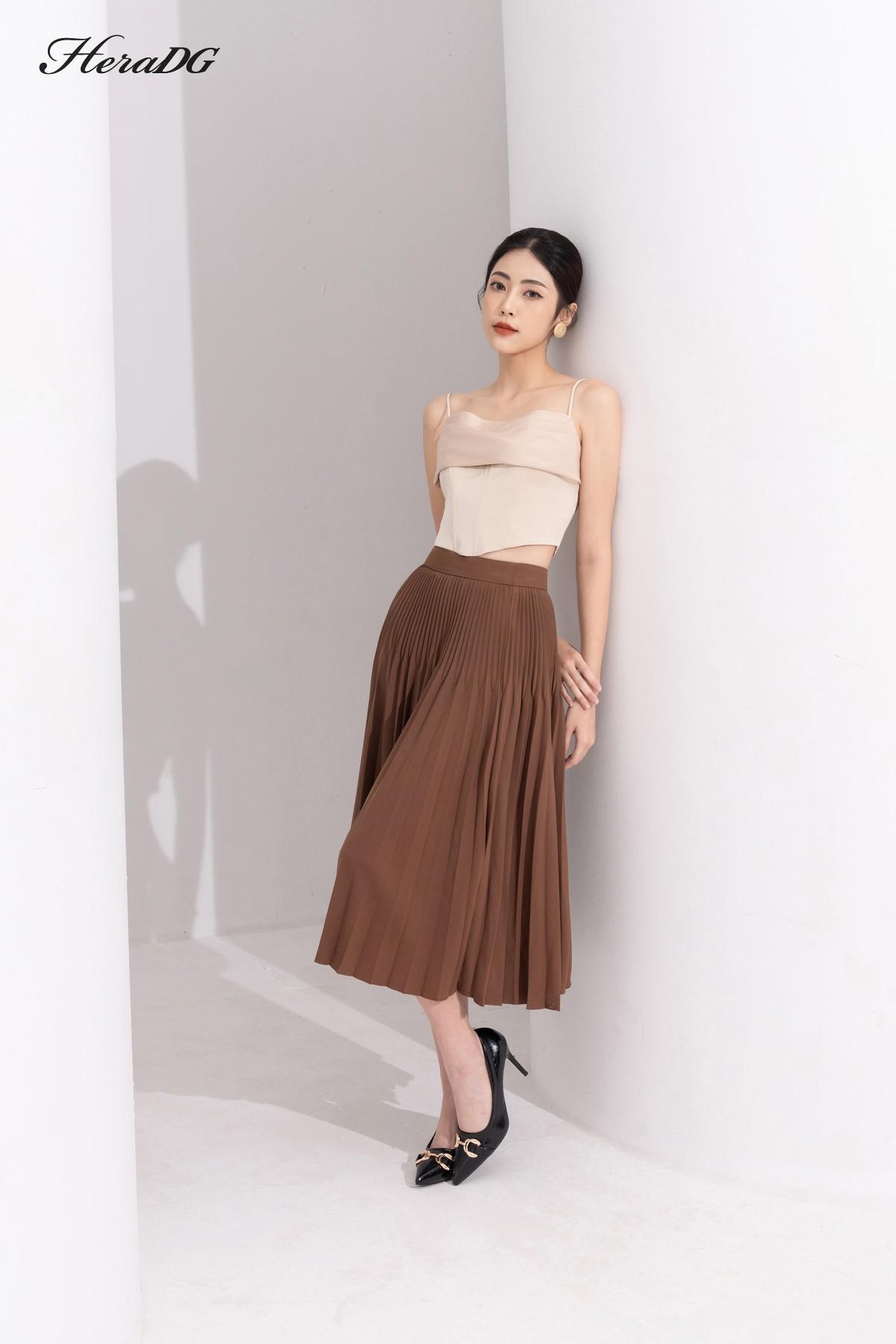 Chân váy xoè dập ly