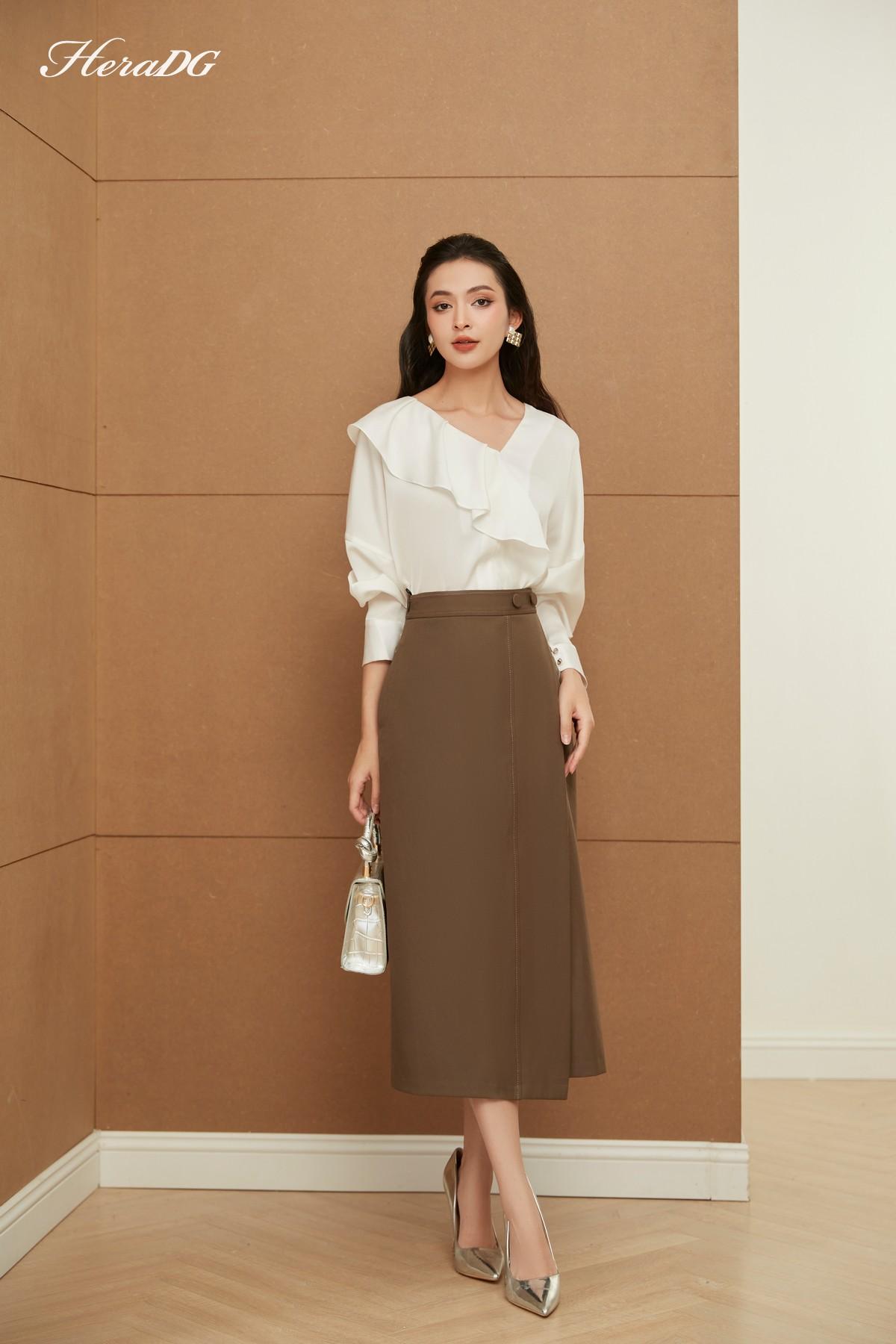 Chân váy A vạt lệch