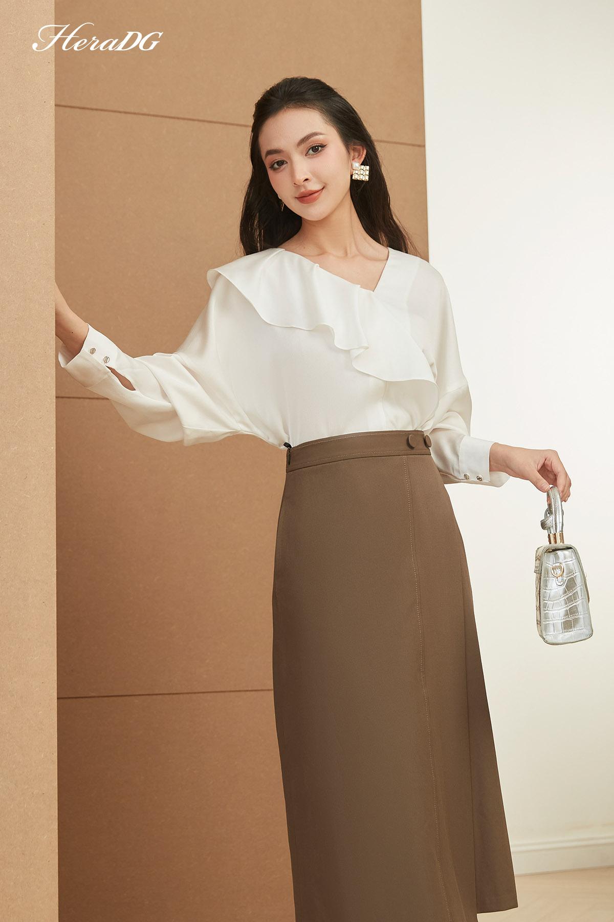 Chân váy A vạt lệch