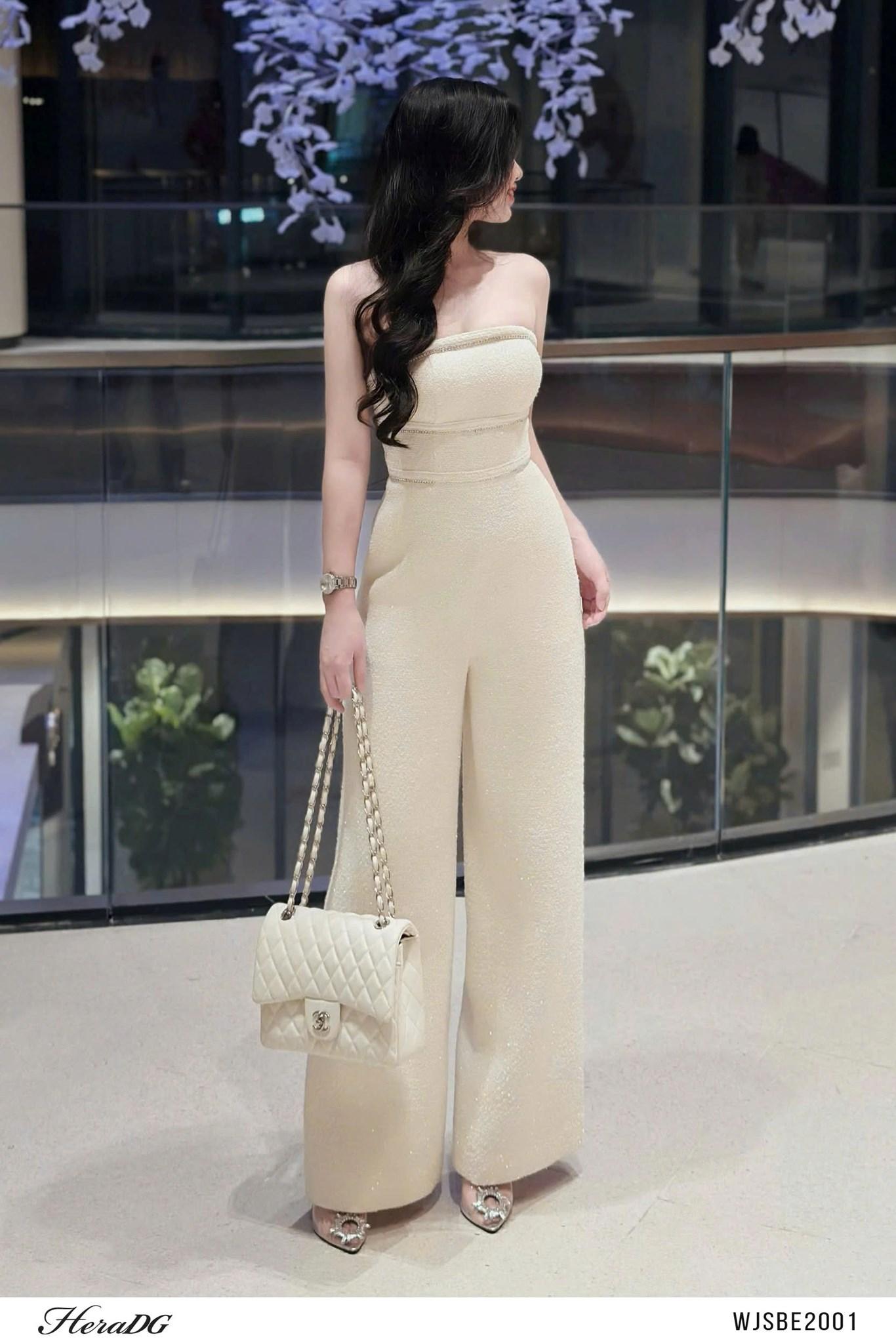 Jumsuit tweed cúp ngực
