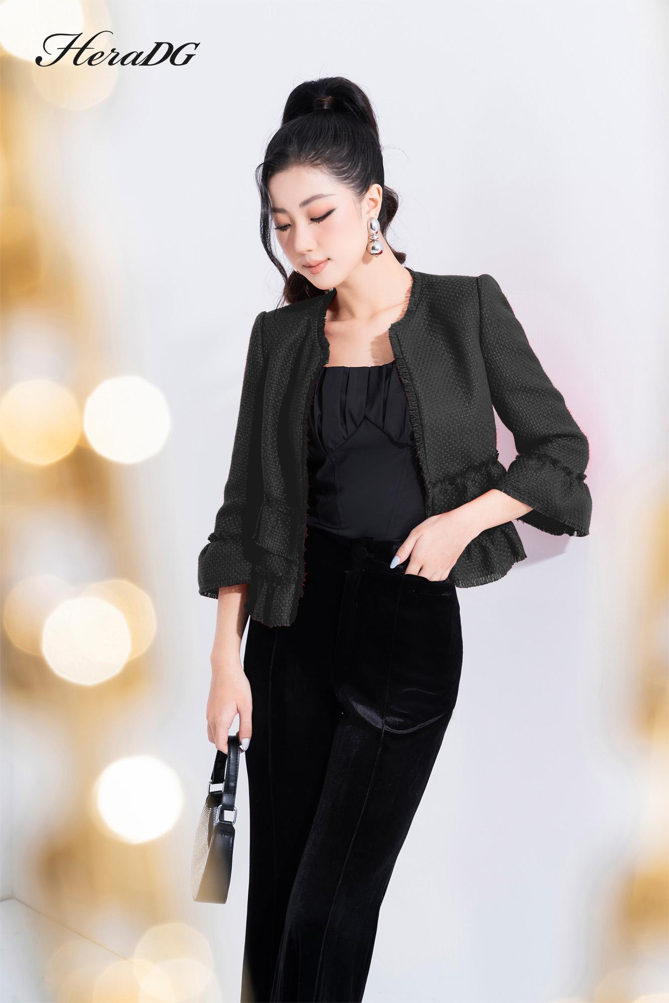 Áo khoác cổ tròn kẹp bèo