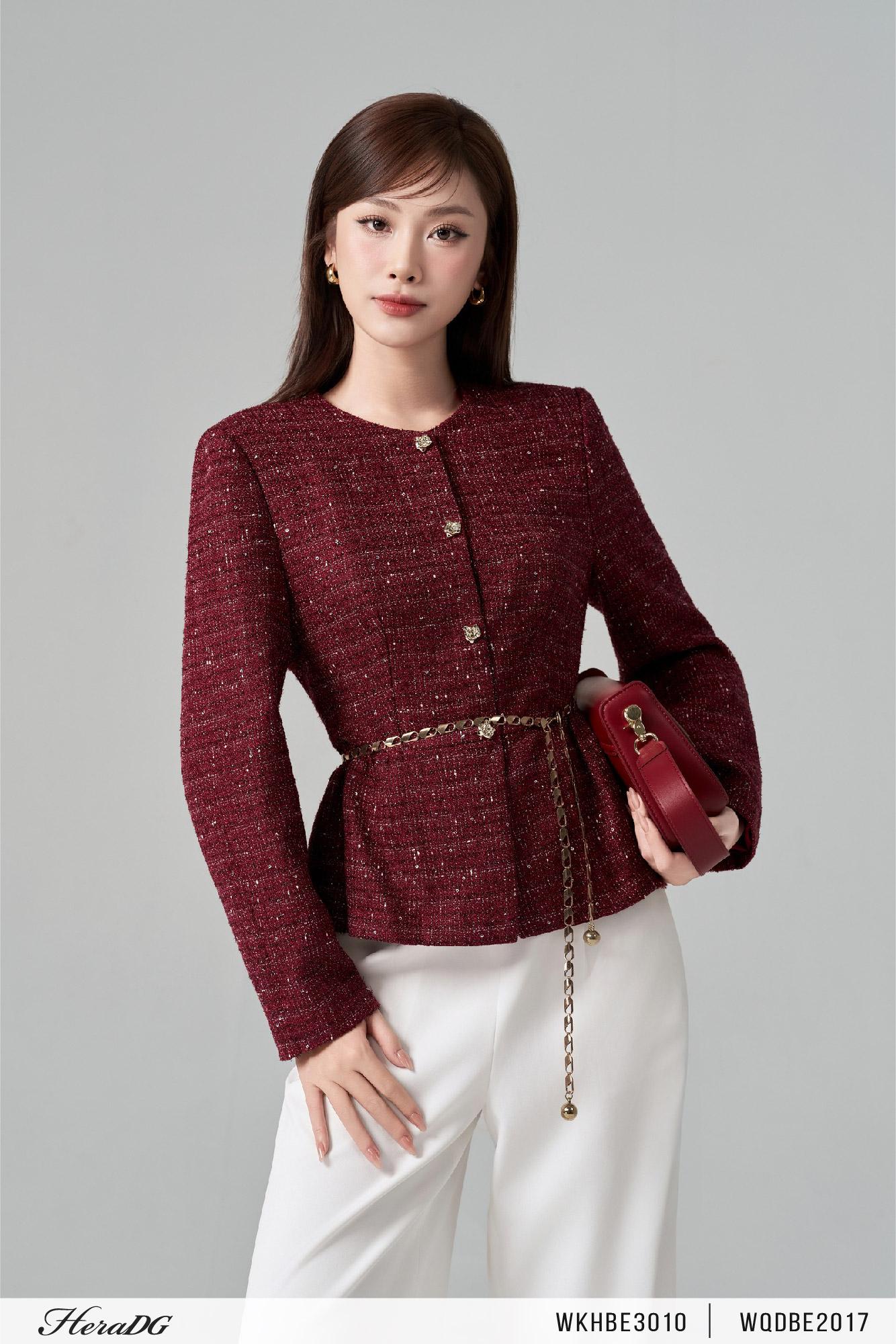 Áo dạ tweed dáng peplum
