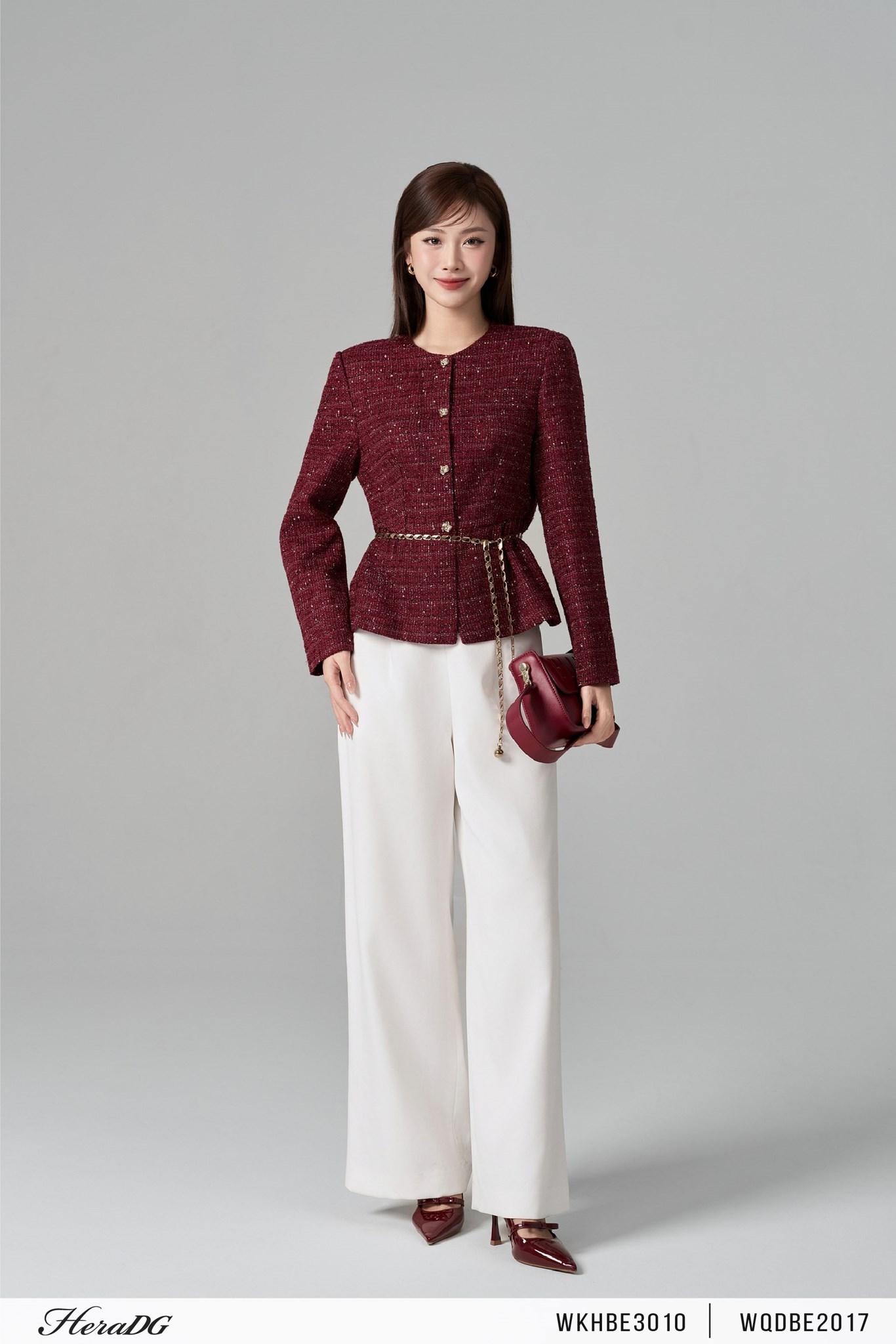 Áo dạ tweed dáng peplum