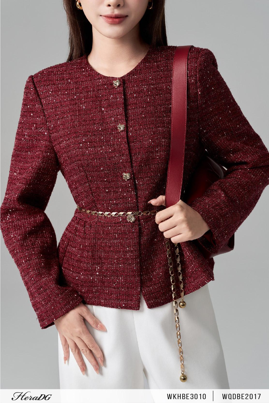 Áo dạ tweed dáng peplum
