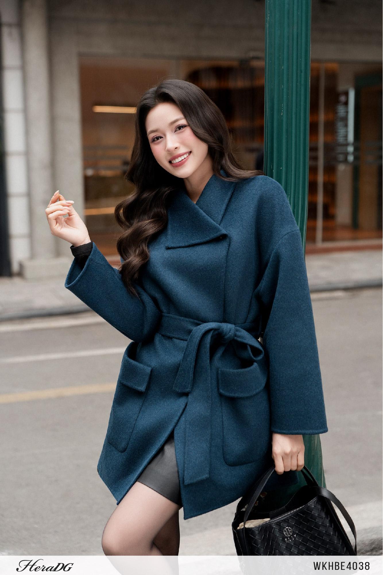 Áo khoác dạ khâu tay dáng lỡ