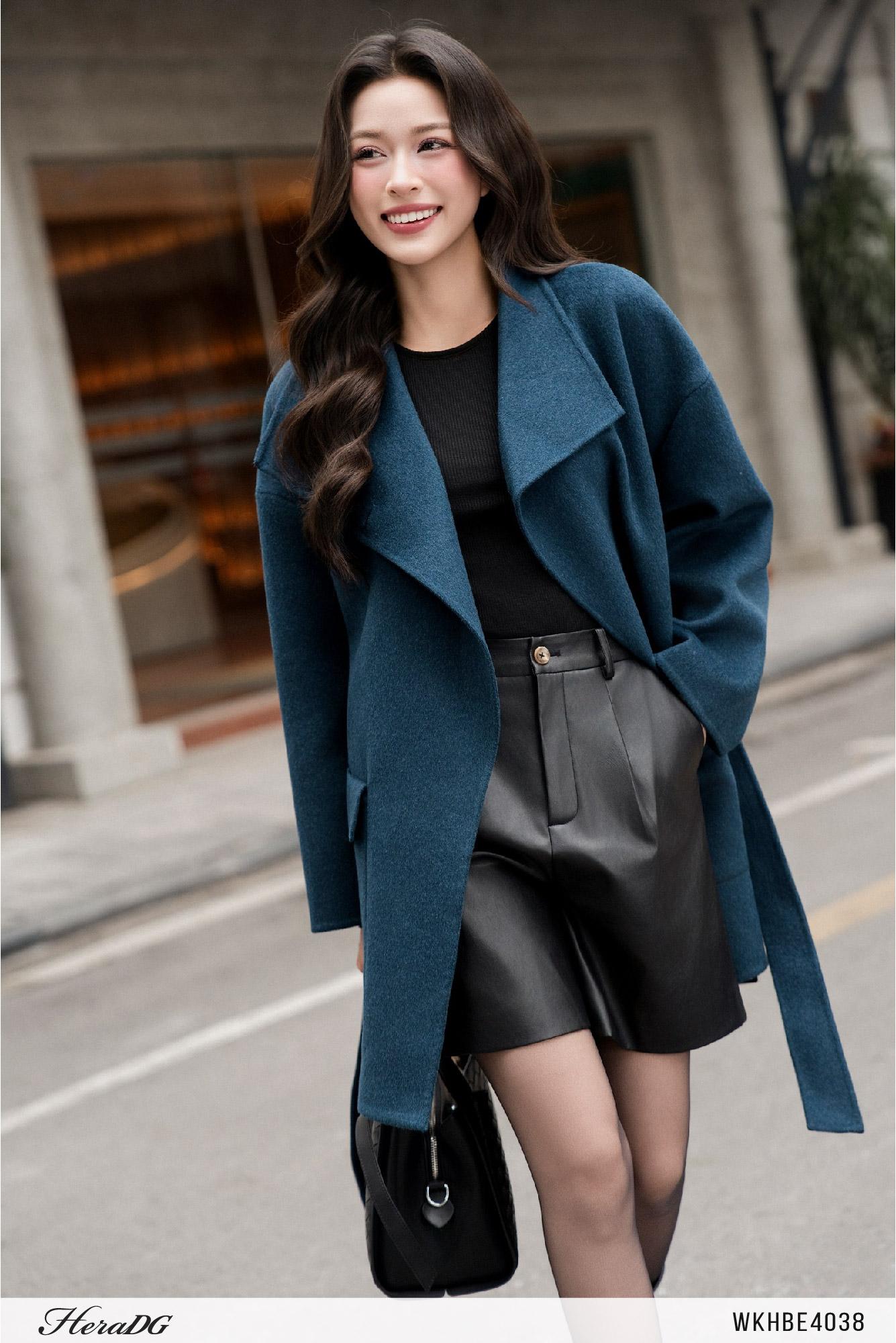 Áo khoác dạ khâu tay dáng lỡ