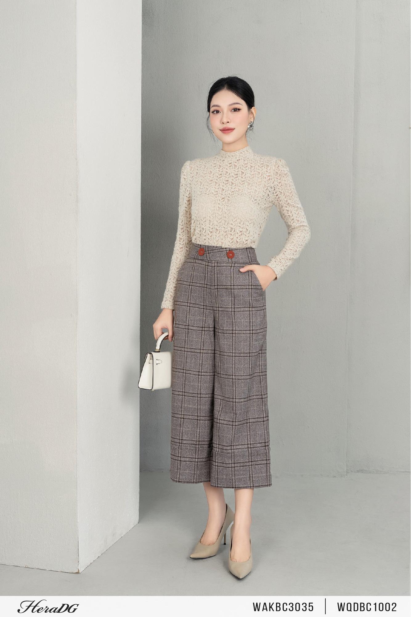Quần suông gấu lơ vê