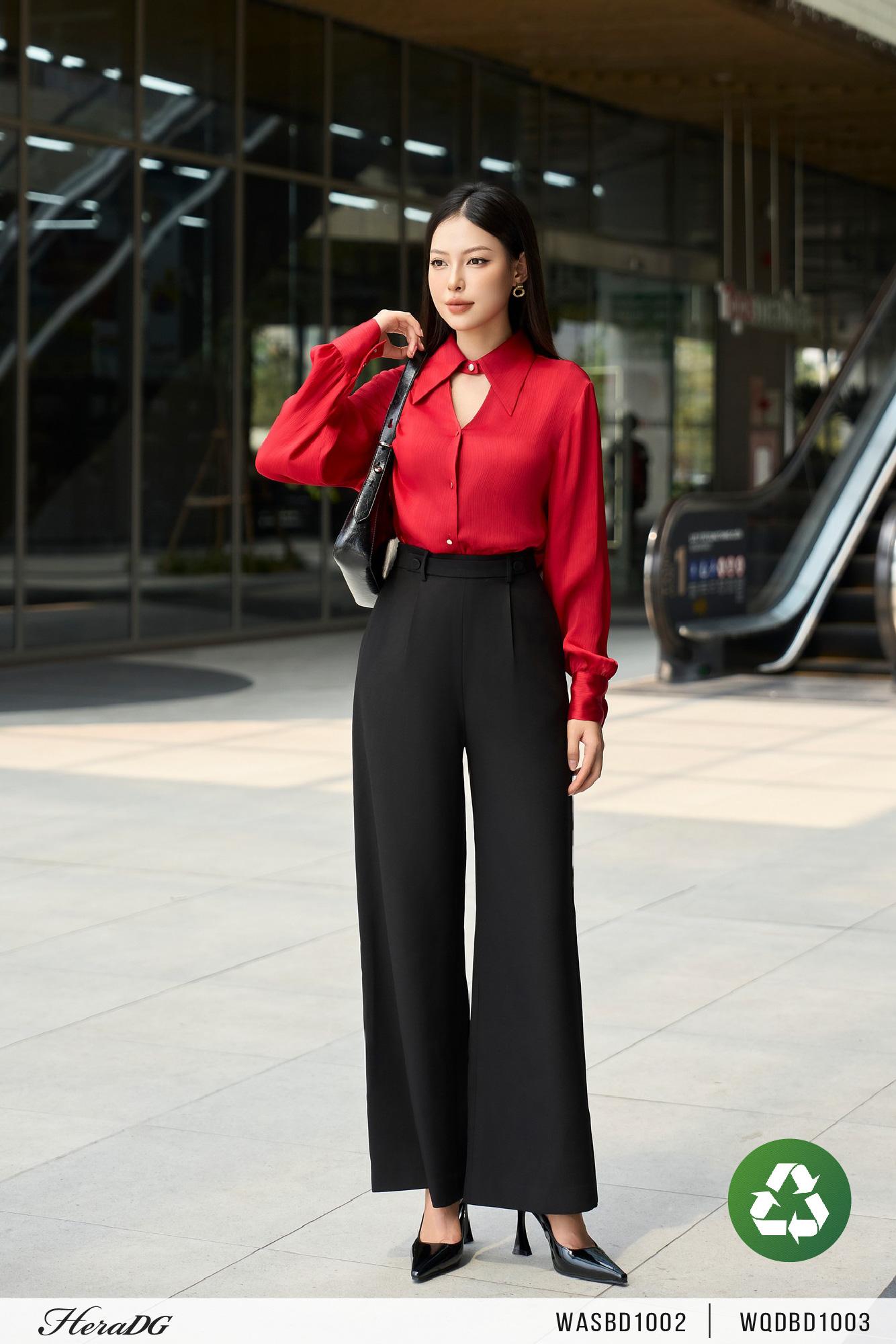 Quần suông cạp lật