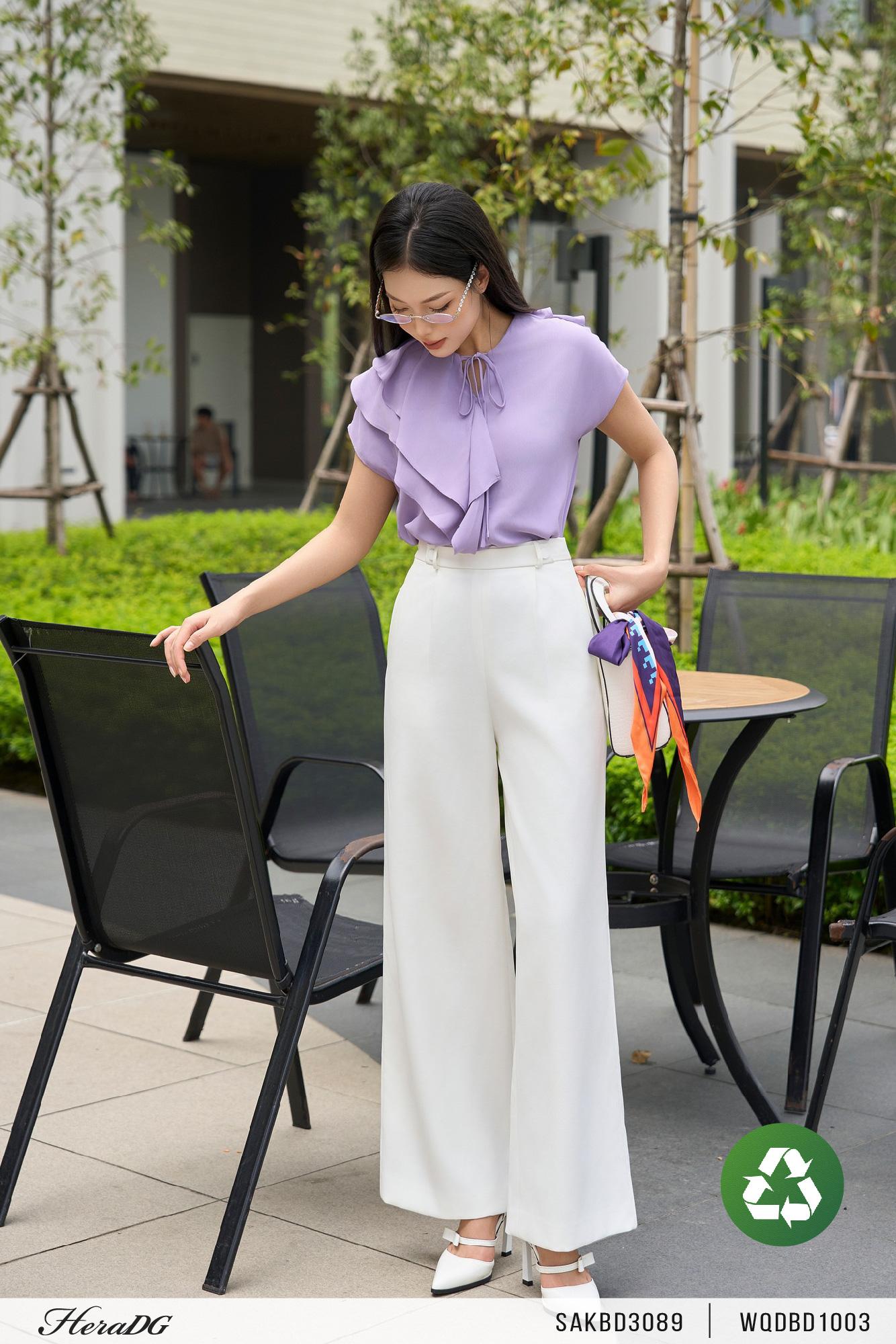 Quần suông cạp lật
