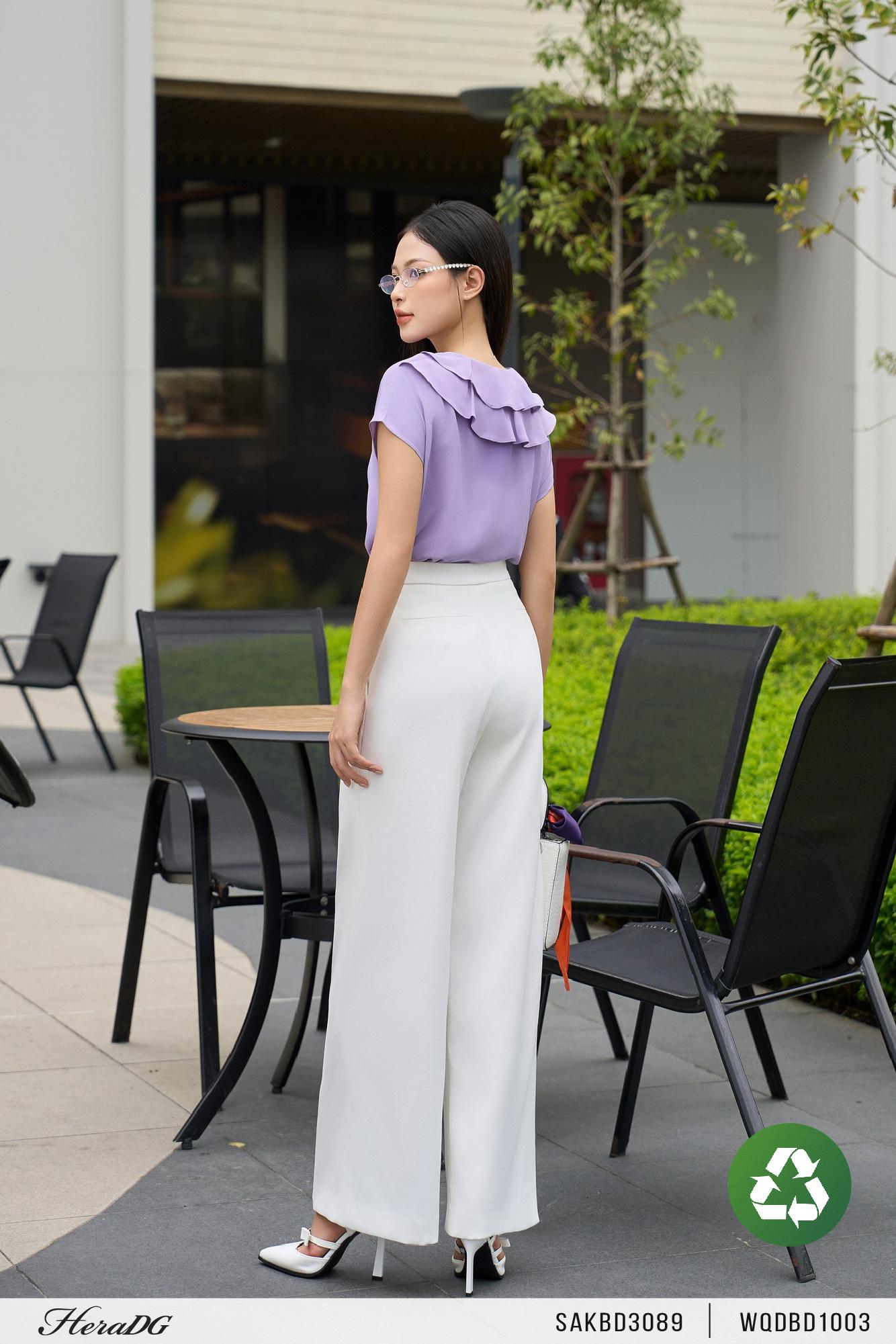 Quần suông cạp lật