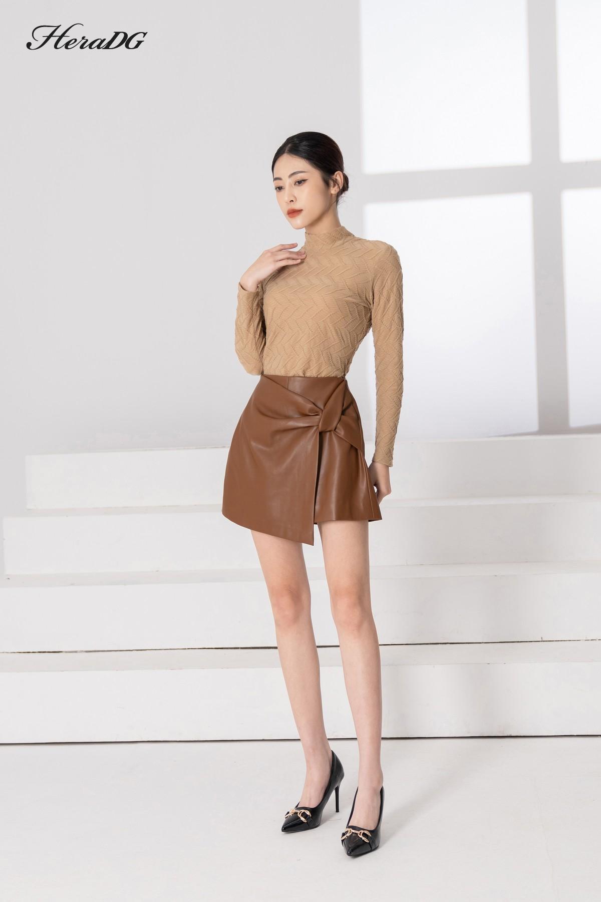 Quần short giả váy vạt lệch