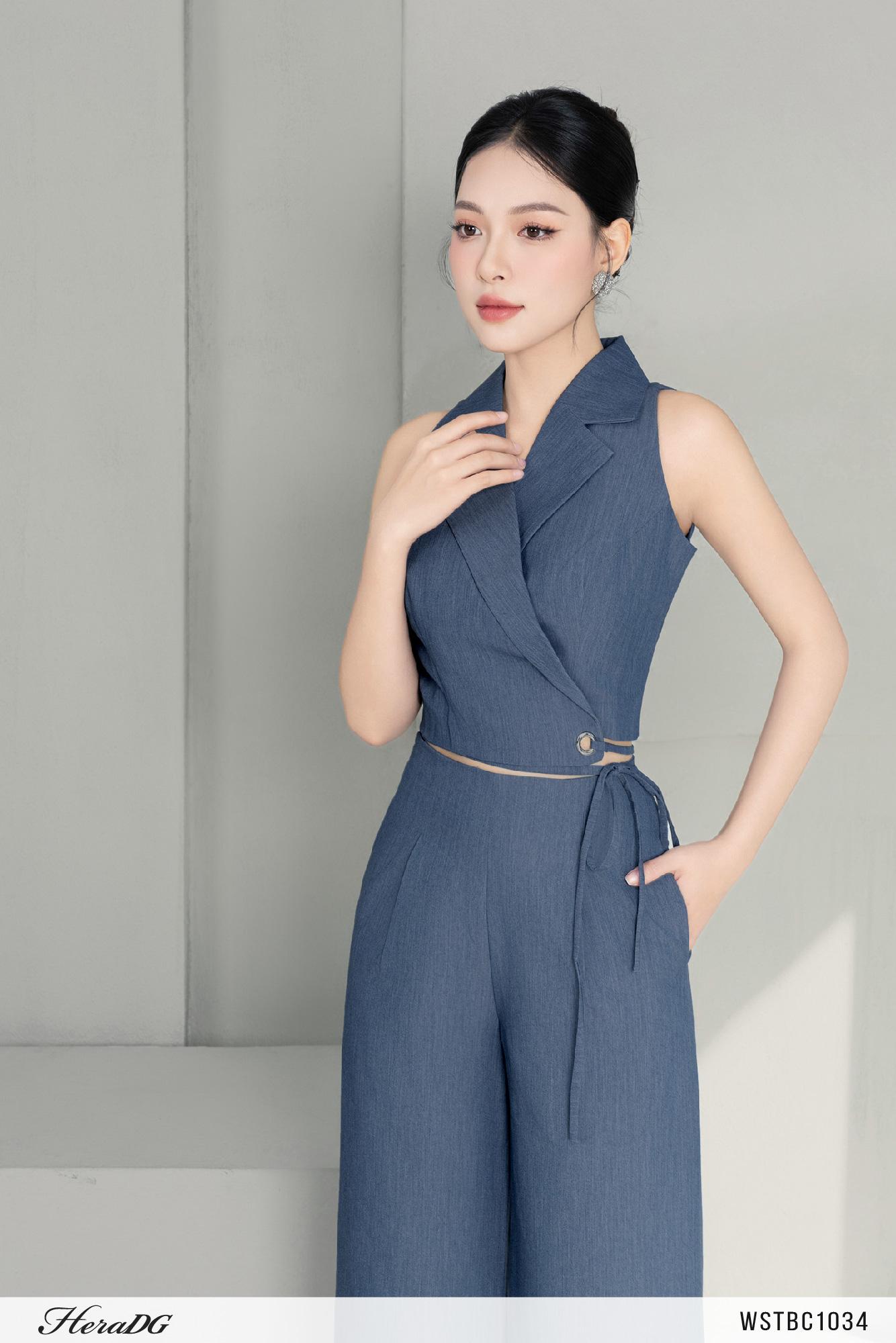 Set gile cổ vest sát nách cổ vest