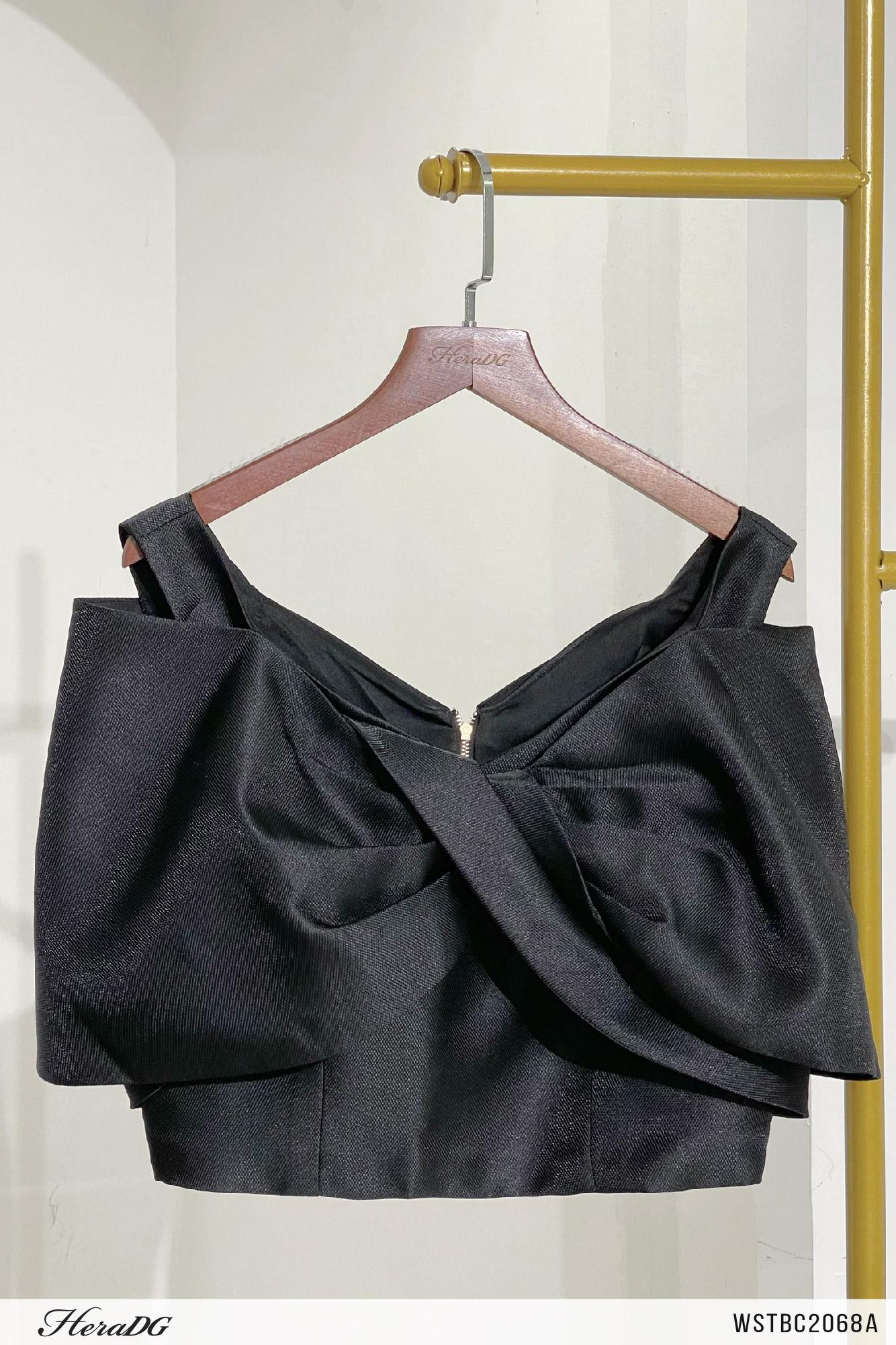 Áo crop xếp vặn nơ