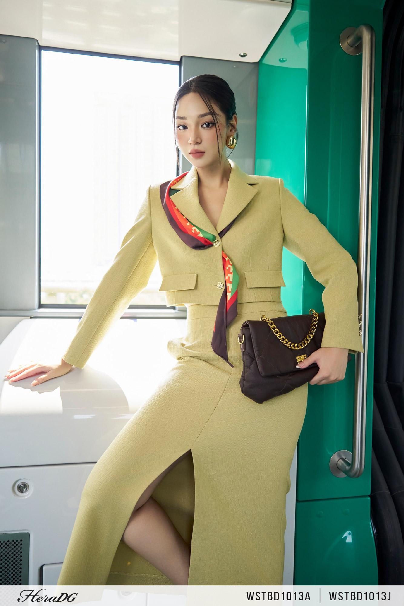 Chân váy tweed dáng suông