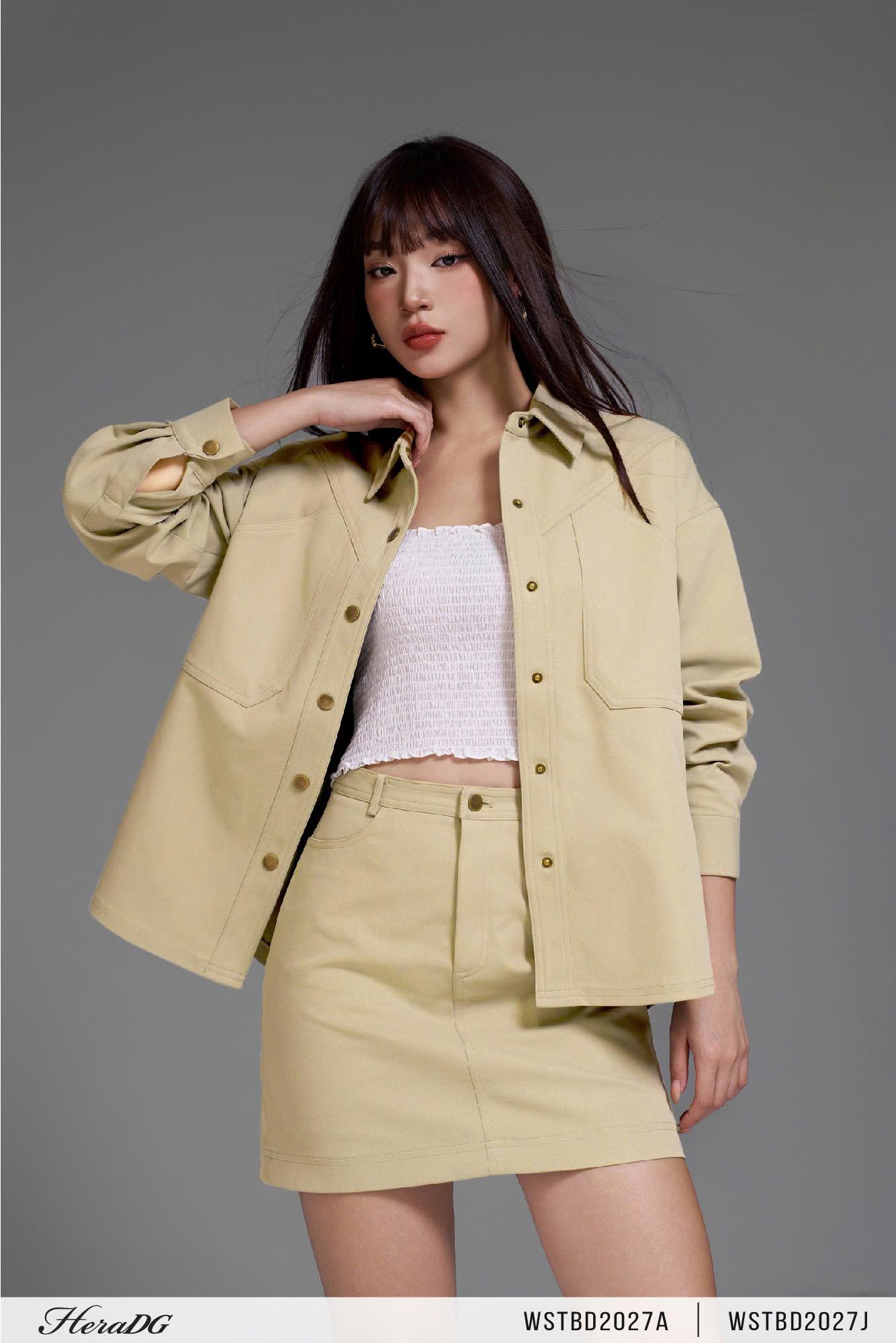 Áo khaki cổ đức, dáng rộng