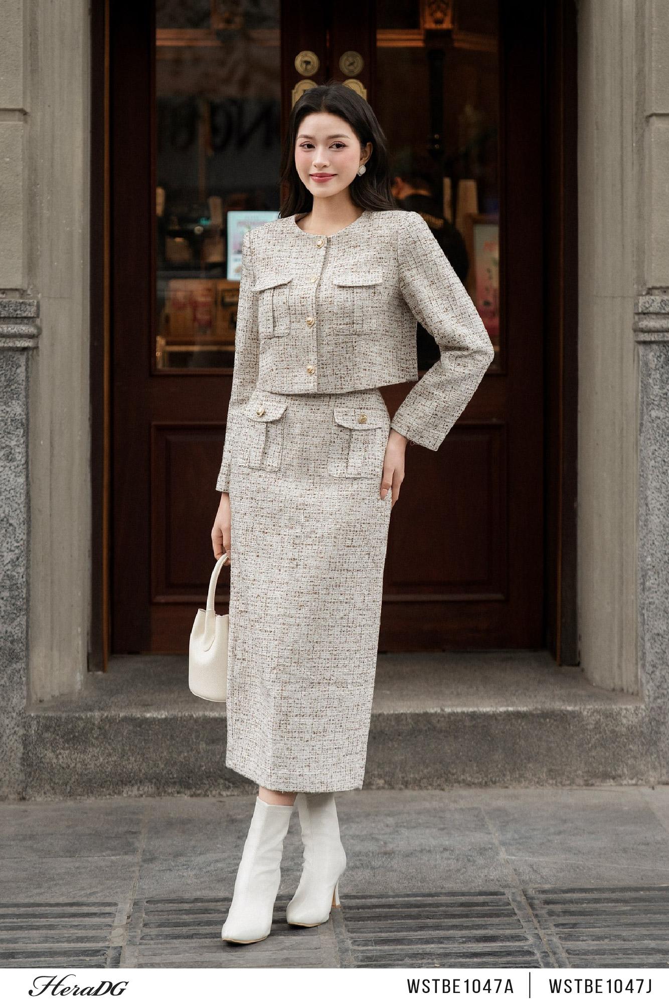 Áo khoác dạ tweed có túi