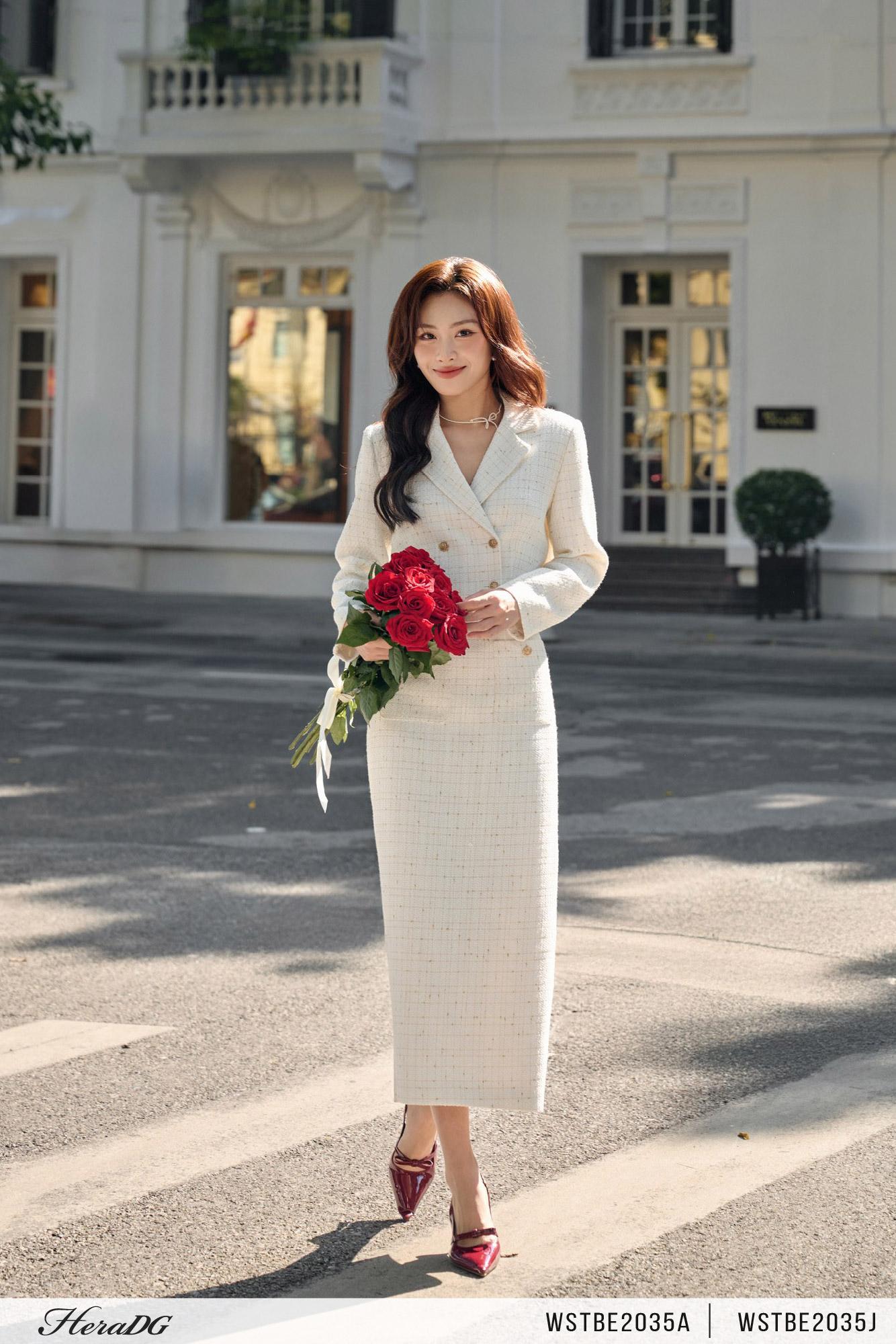 Áo khoác cổ vest dáng ngắn