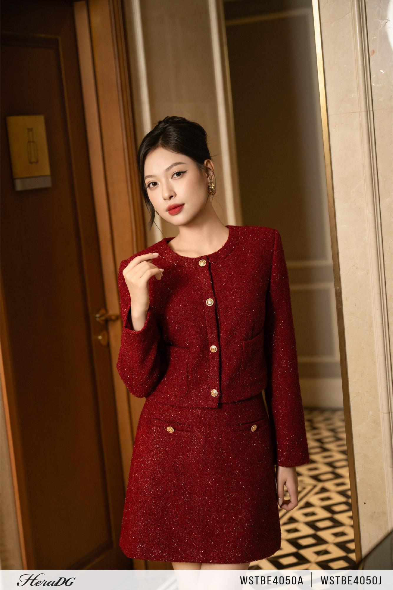 Chân váy dạ tweed dáng A