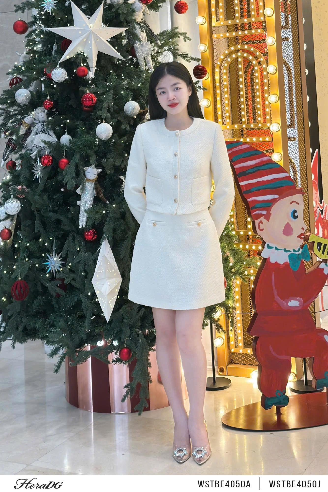 Chân váy dạ tweed dáng A