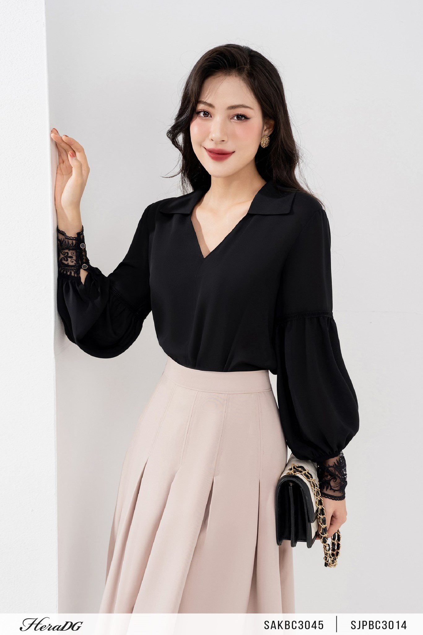 Áo dài tay phối ren
