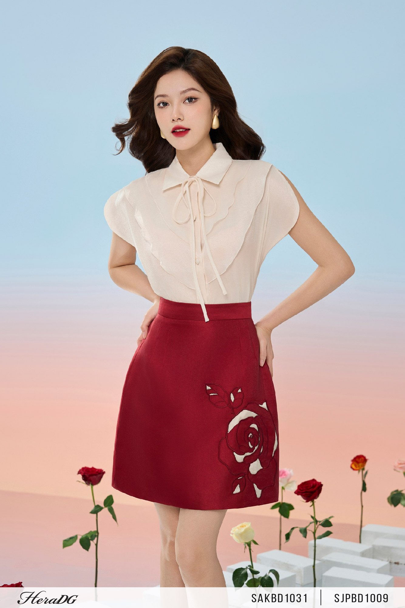 Áo kiểu 2 lớp bèo trước ngực