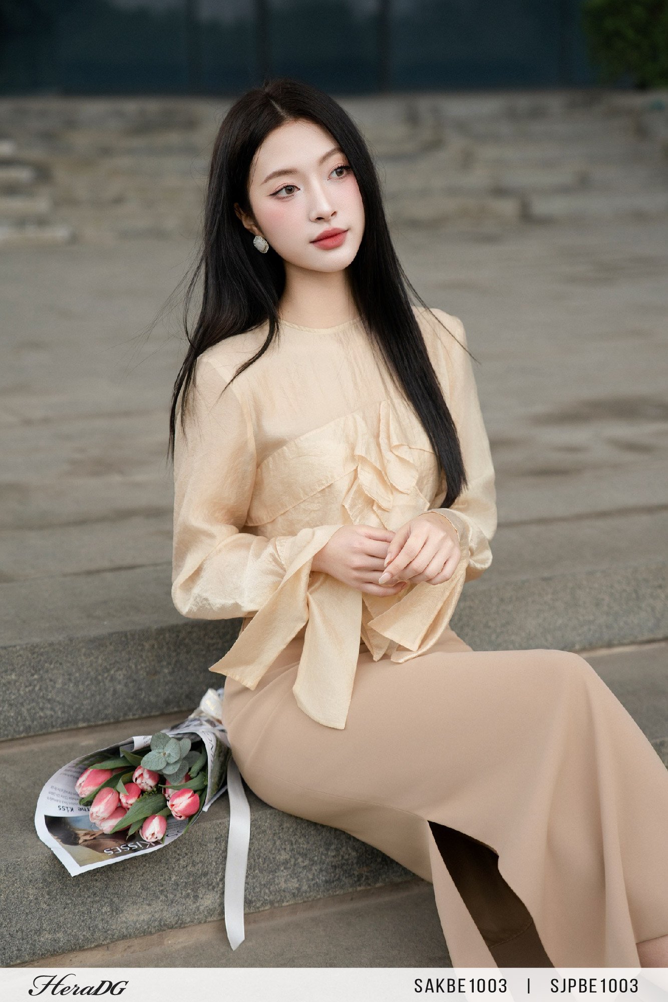 Áo tơ bèo đổ dọc thân