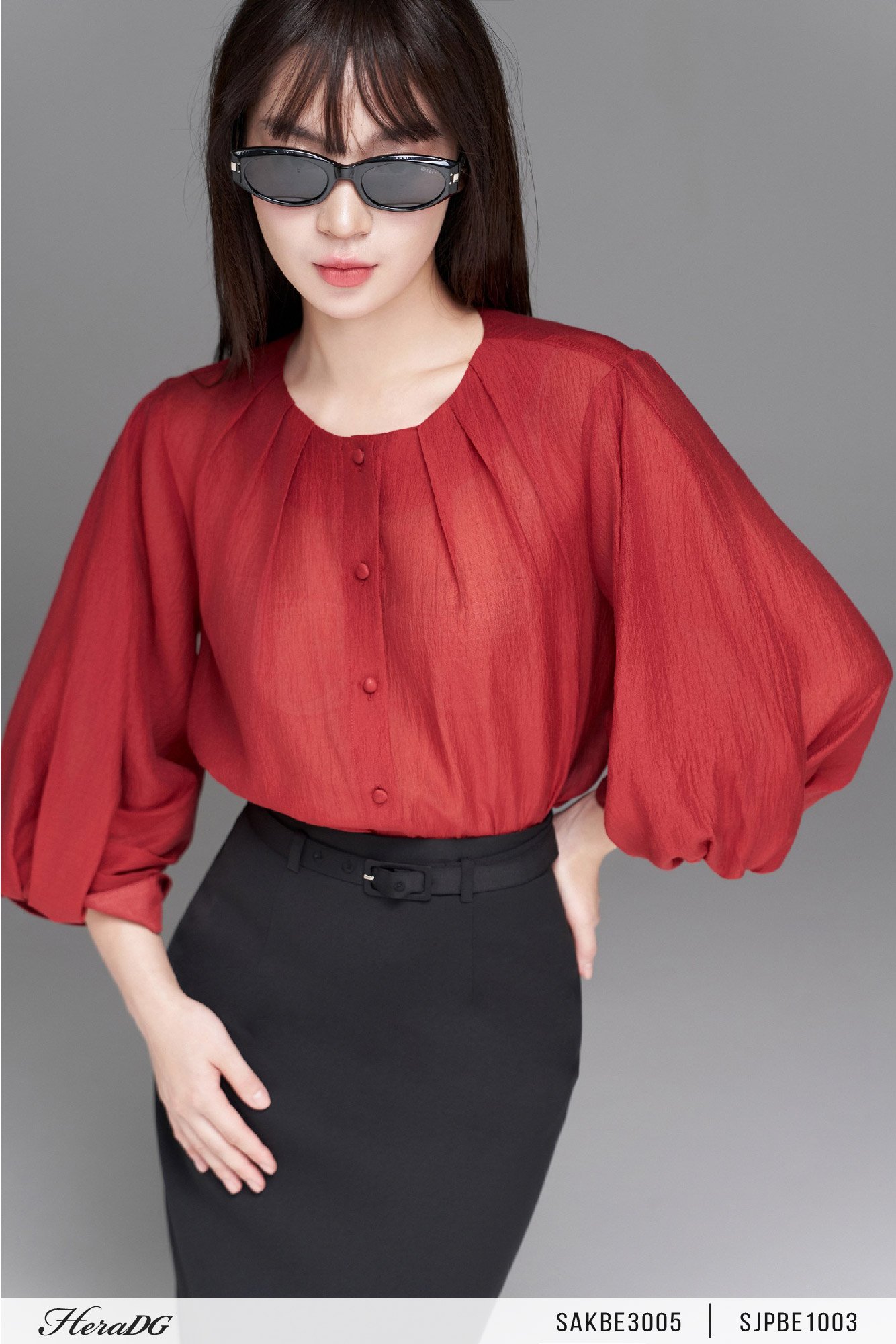 Áo tơ xếp ly cổ