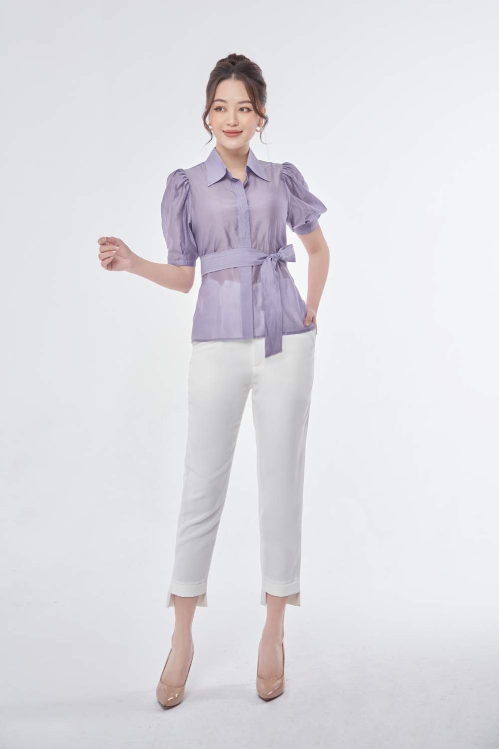 Áo sơ mi cổ đức ngắn tay