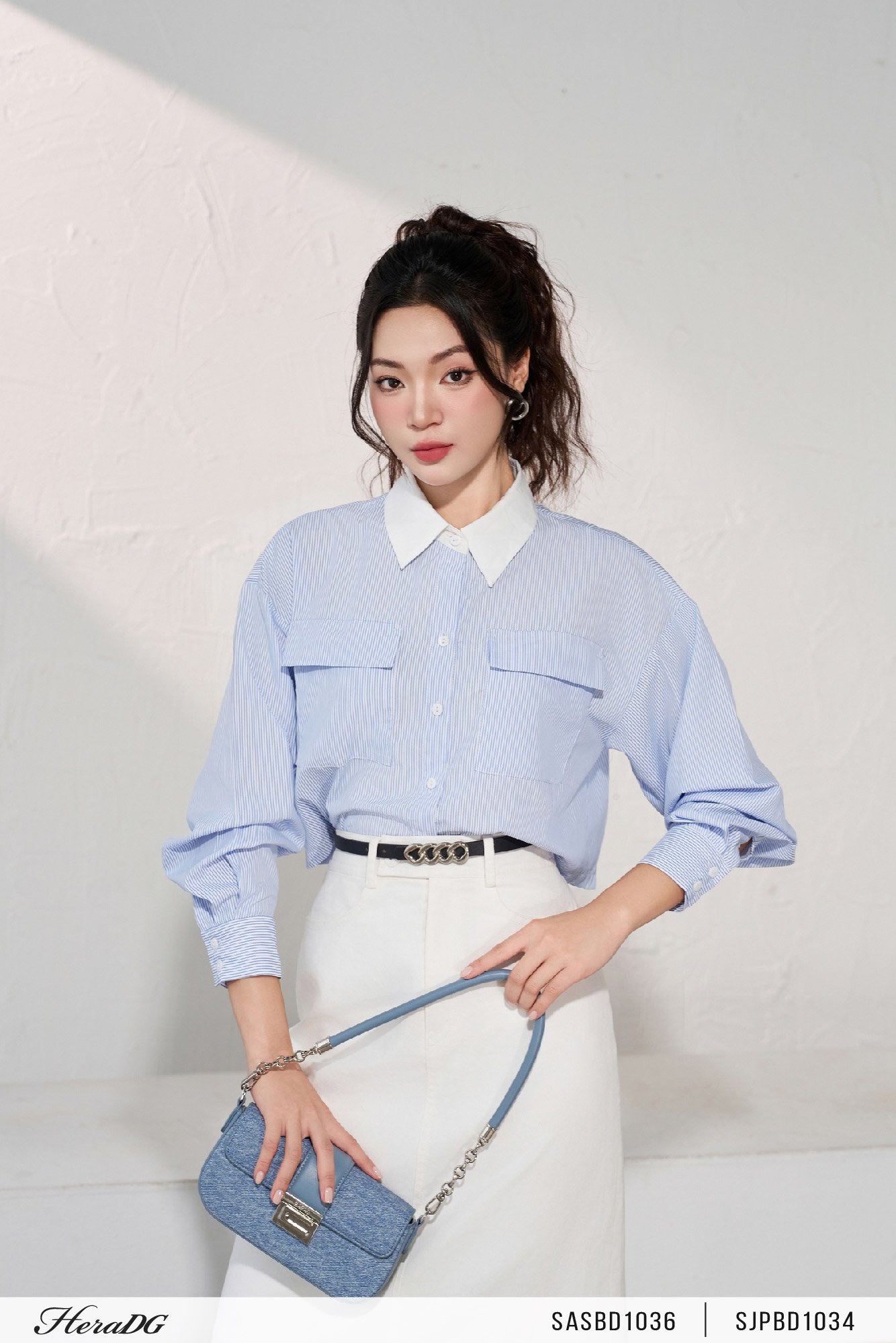 Áo sơ mi kẻ phối cổ