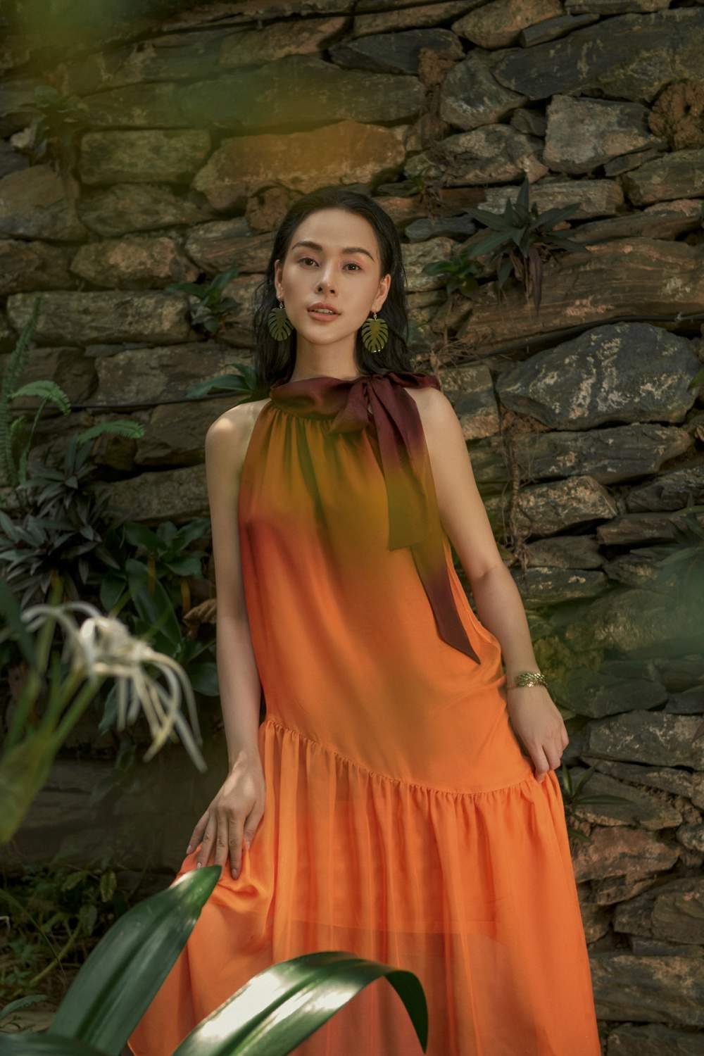 Đầm maxi cổ nơ