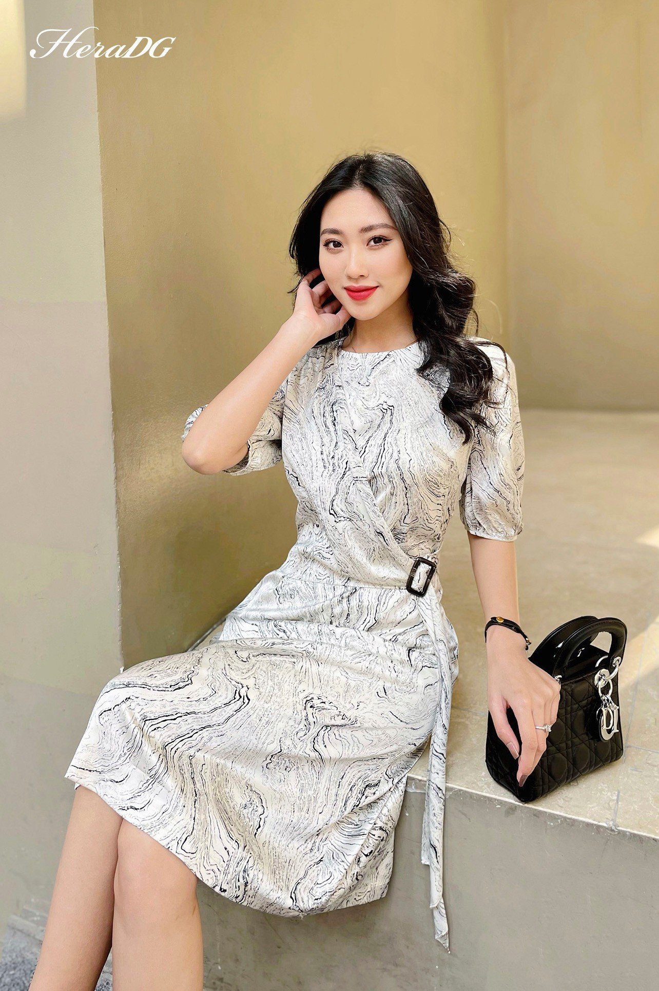 Đầm A đai eo 1 bên