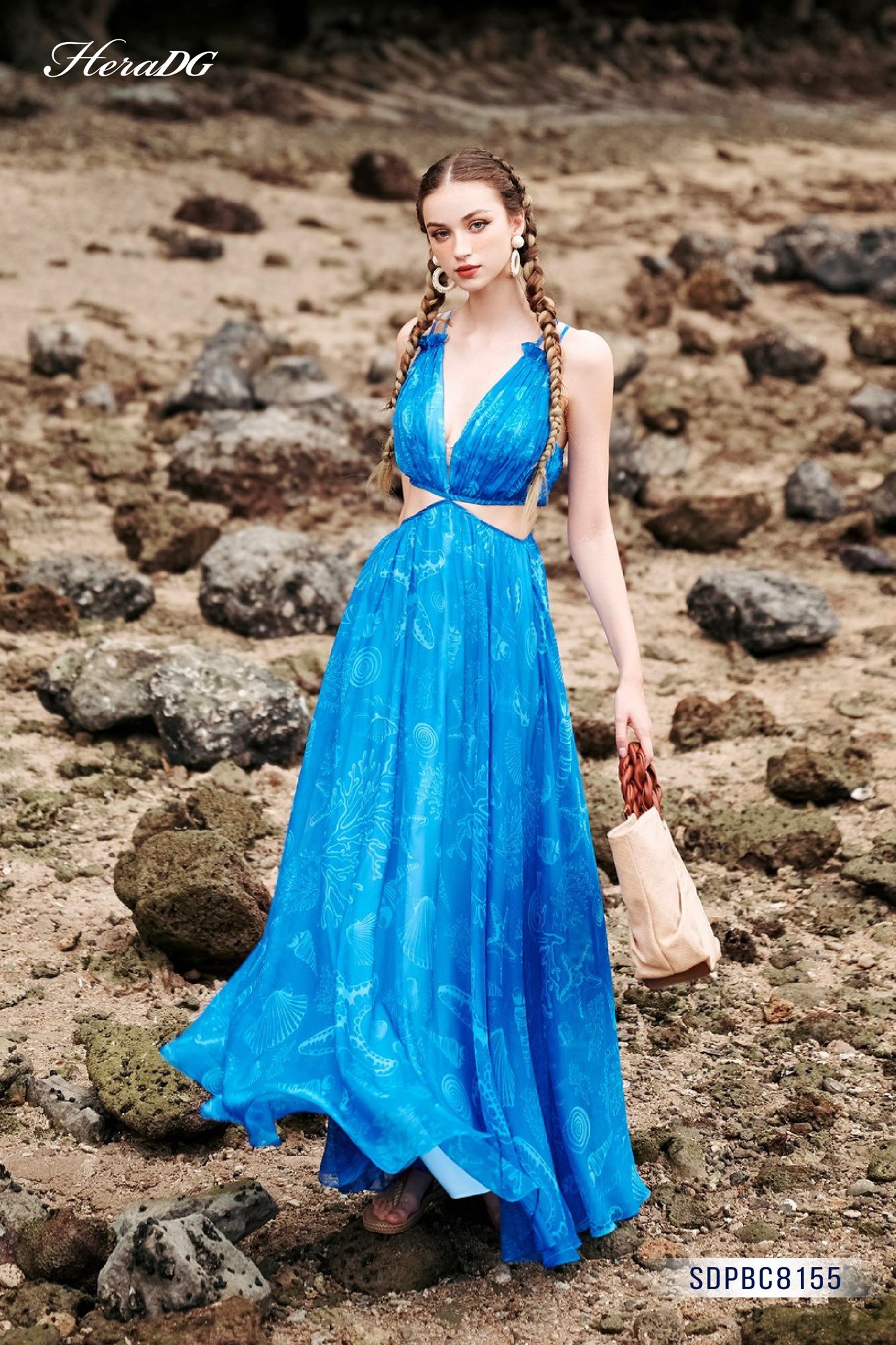 Đầm maxi hở eo