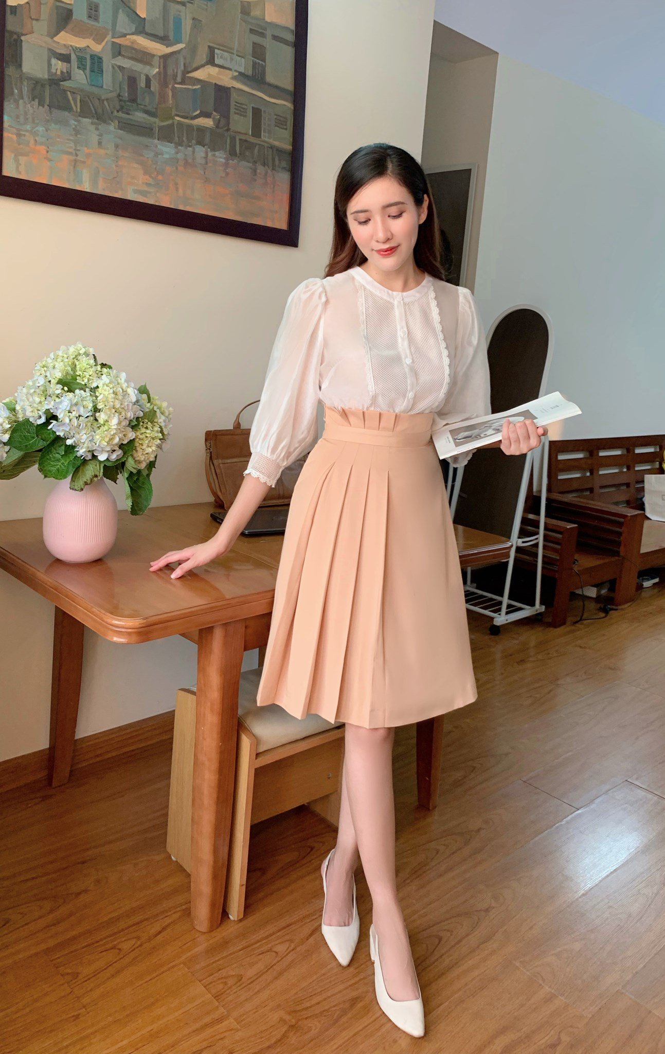 Chân váy xếp ly xòe