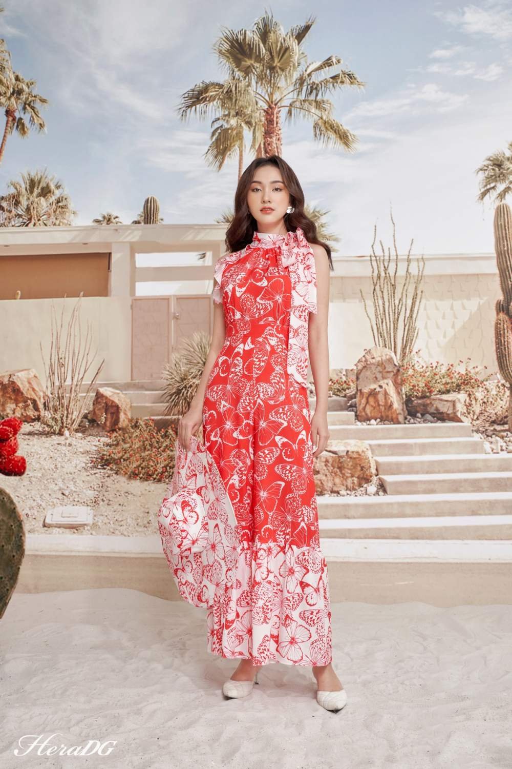 Jumpsuit buộc nơ cổ