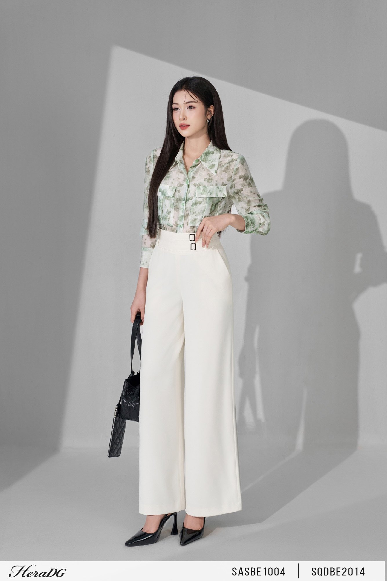 Quần suông cạp đai đôi