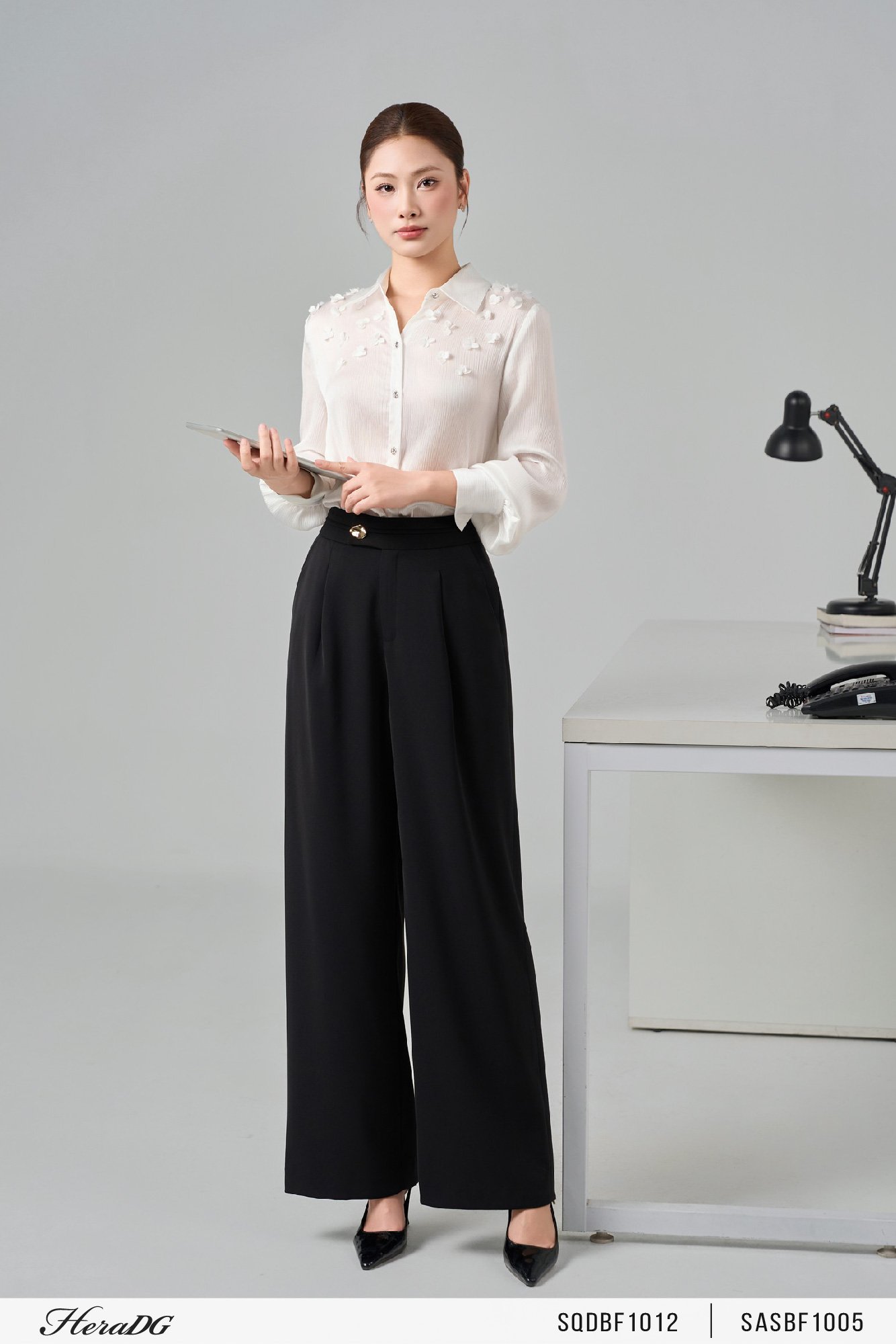 Quần suông cạp xếp ly