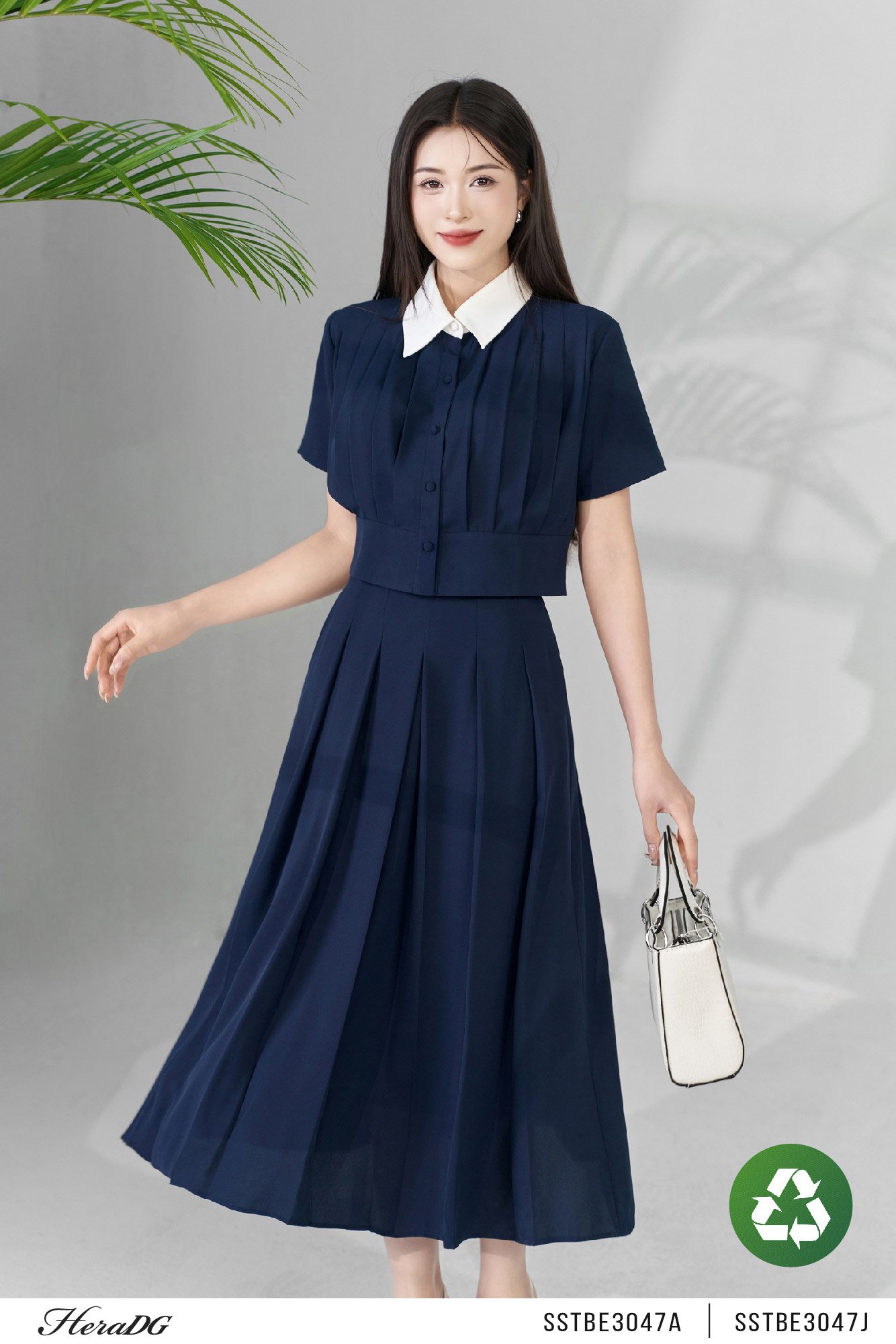 Chân váy xếp ly dáng dài