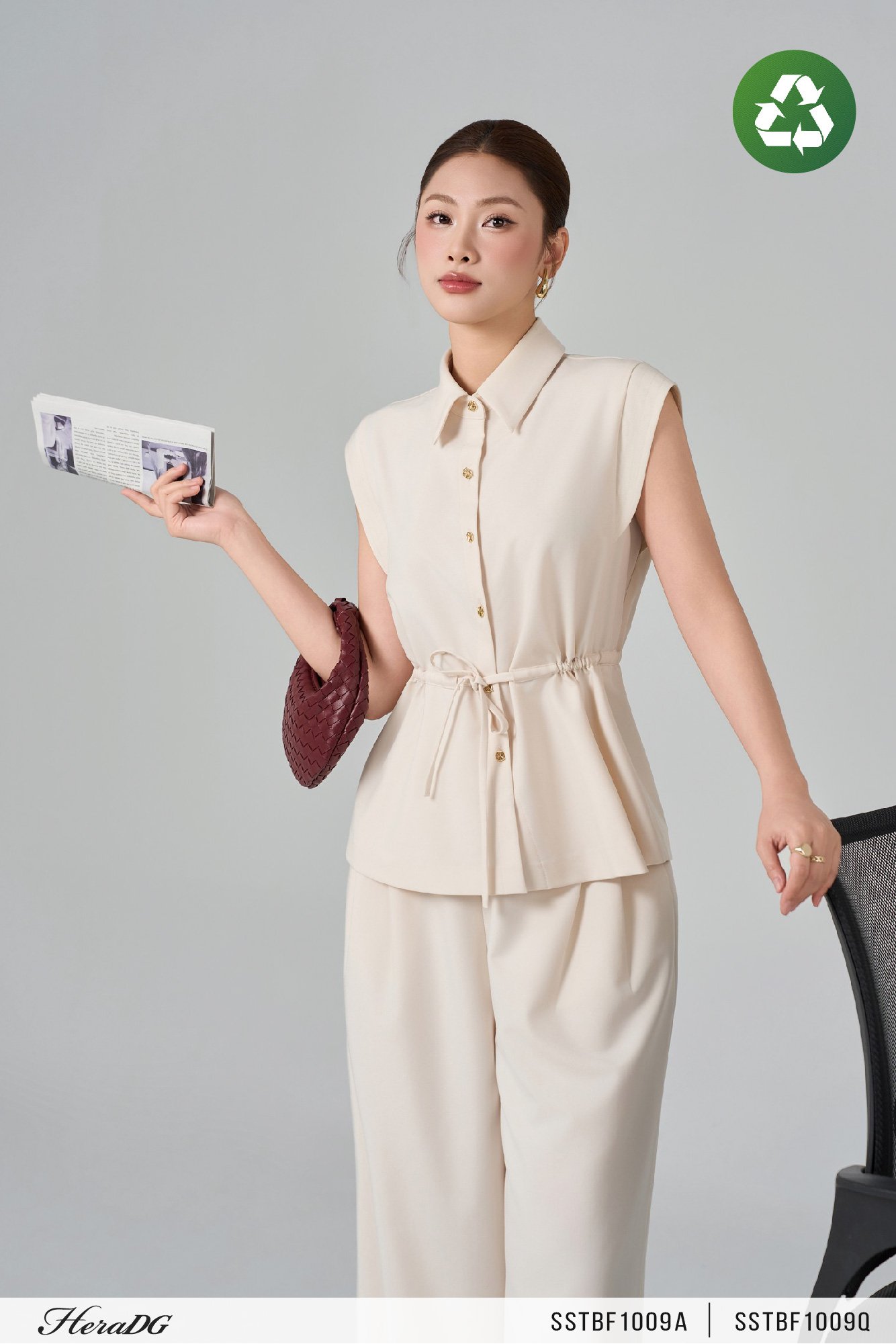 Áo kiểu vai chờm, rút eo