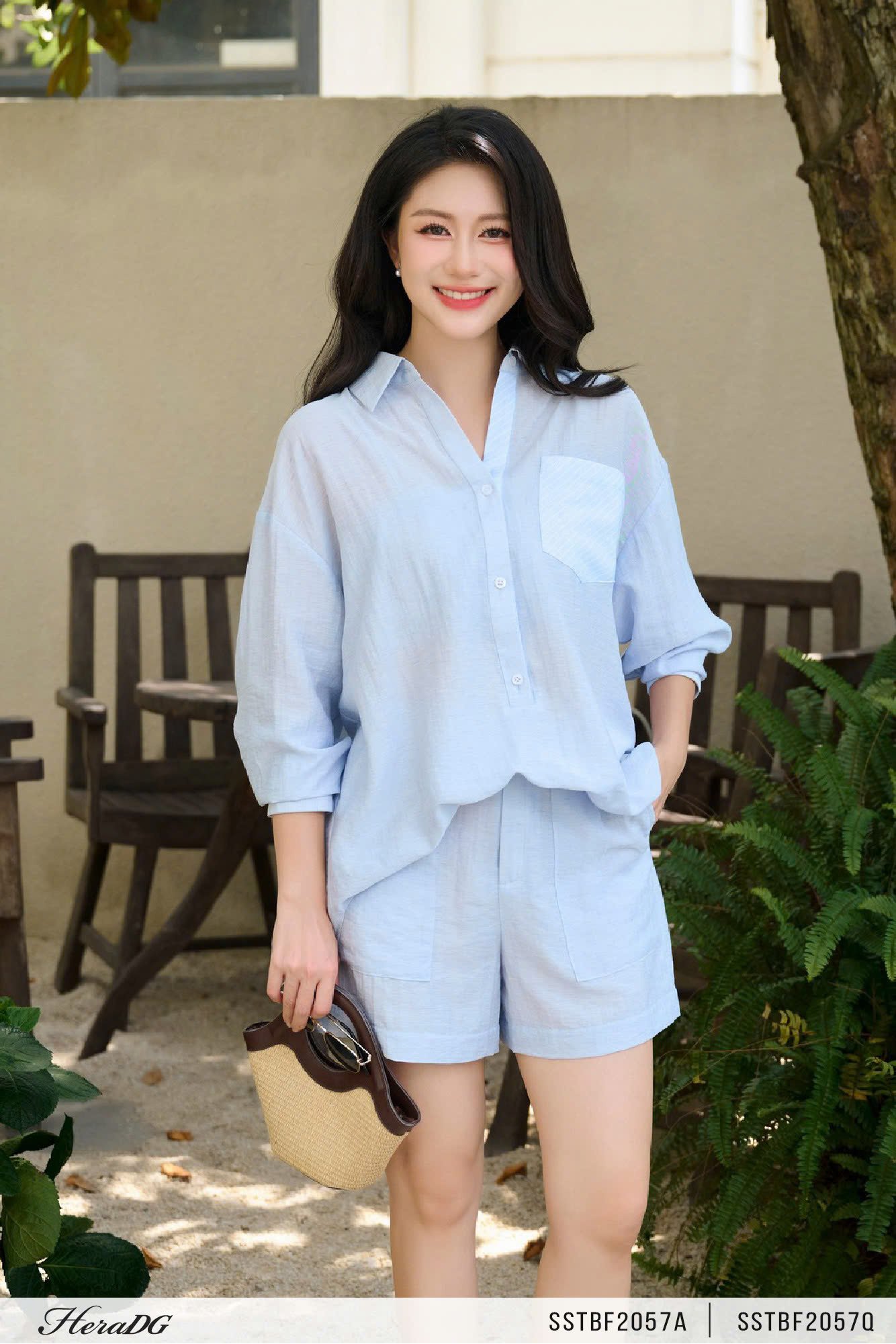 Áo sơ mi phối kẻ