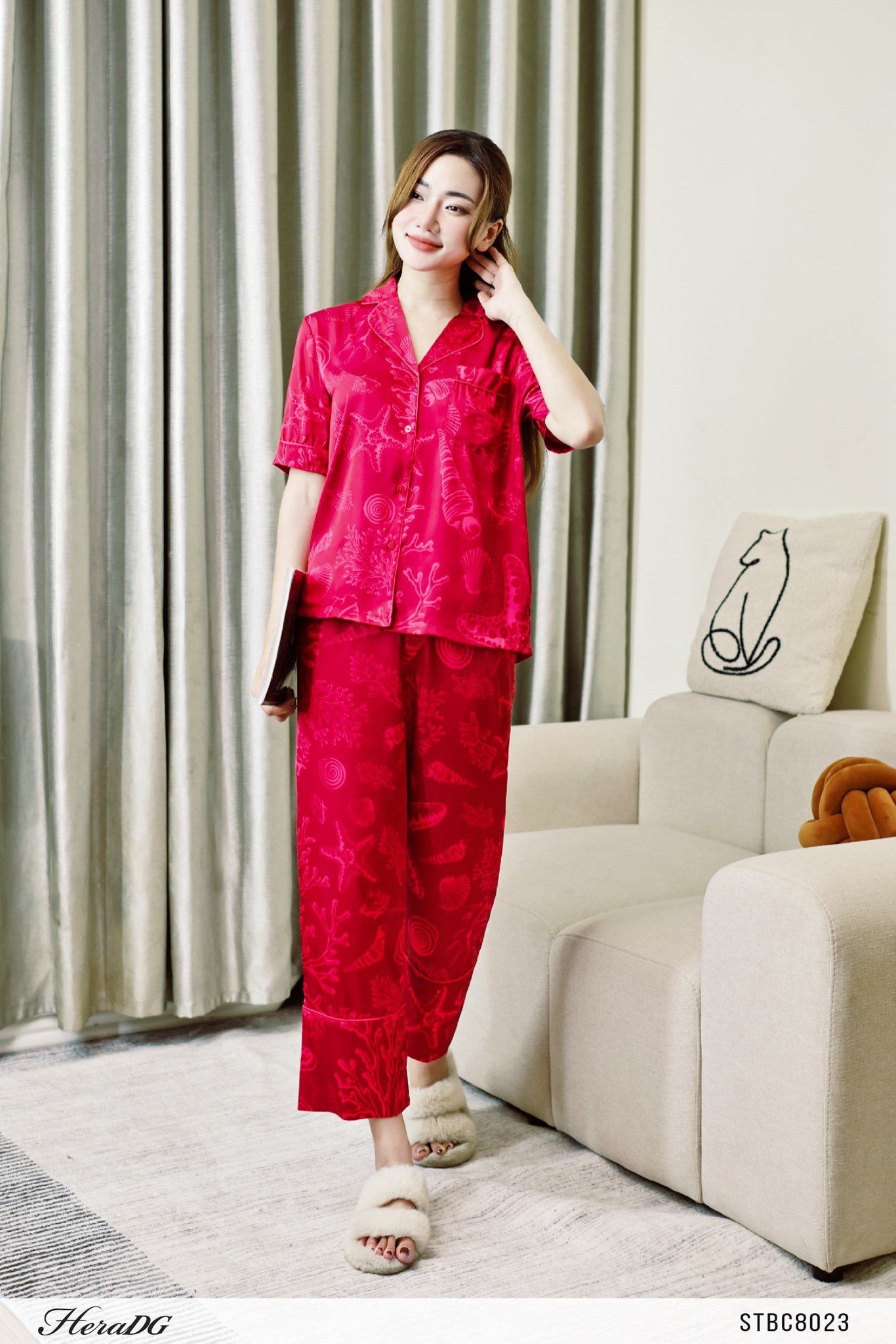 Bộ pyjama lé vải phối