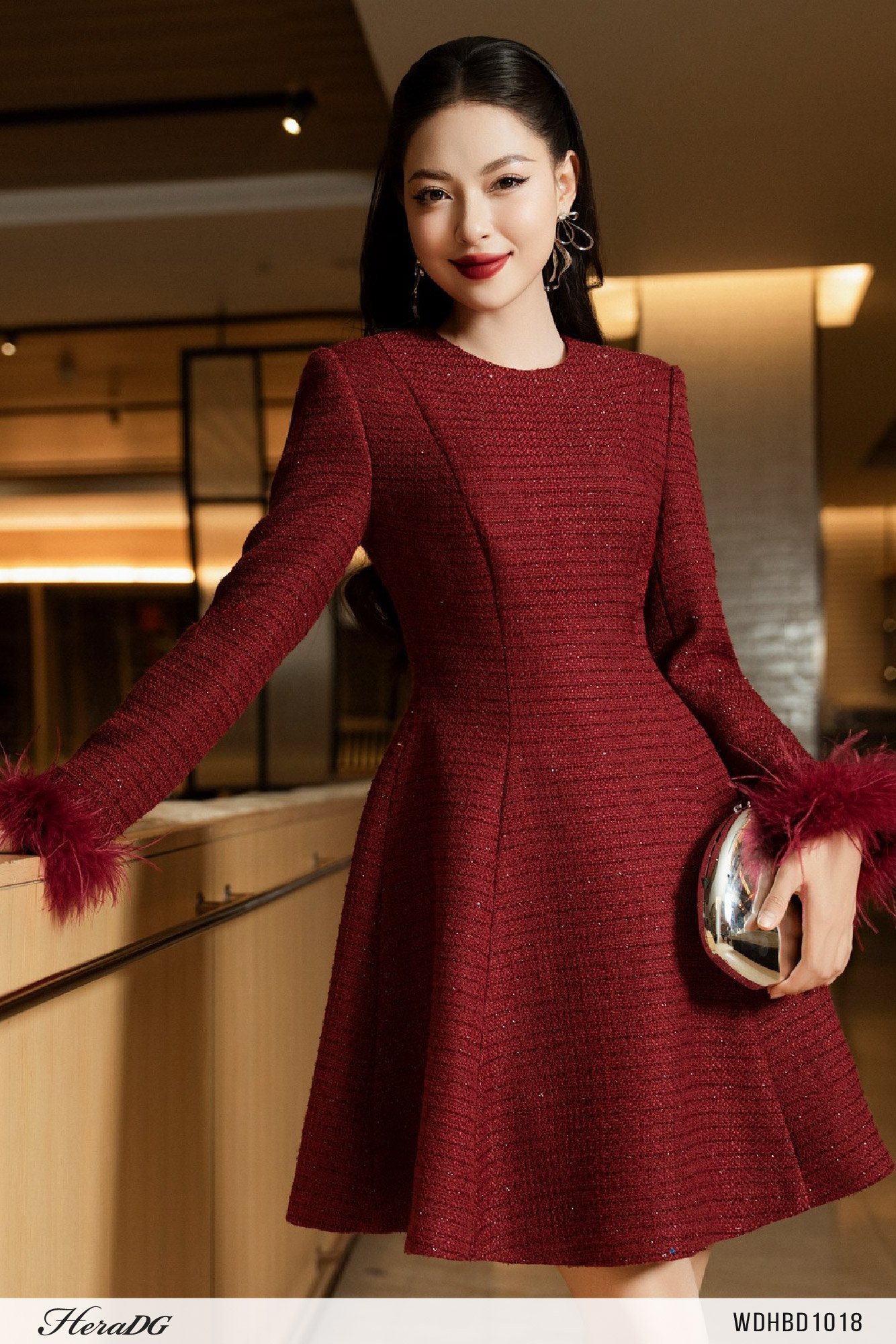 Đầm dạ tweed xoè