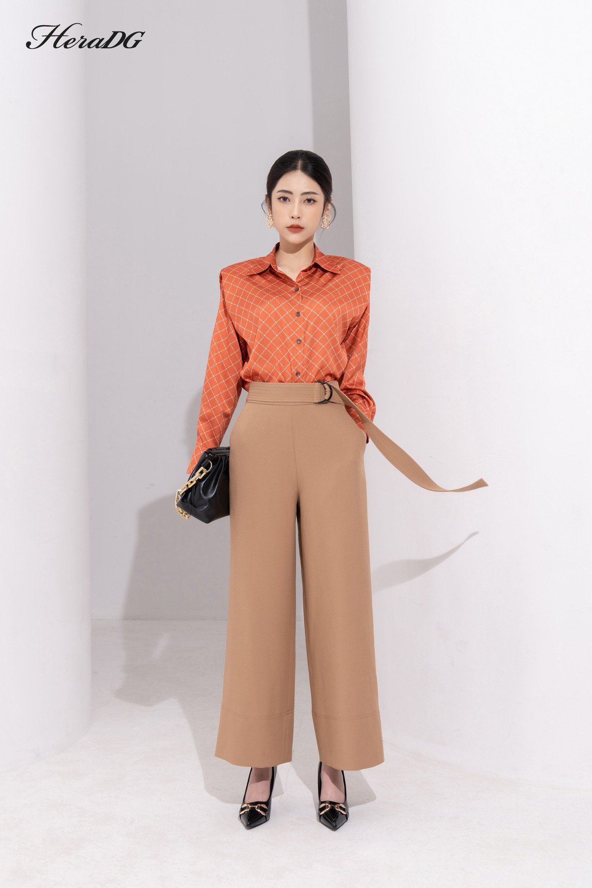 Quần suông dài kèm đai