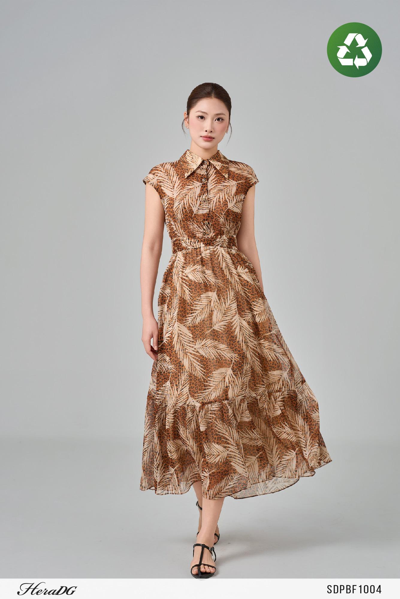 Đầm eo nhún in họa tiết