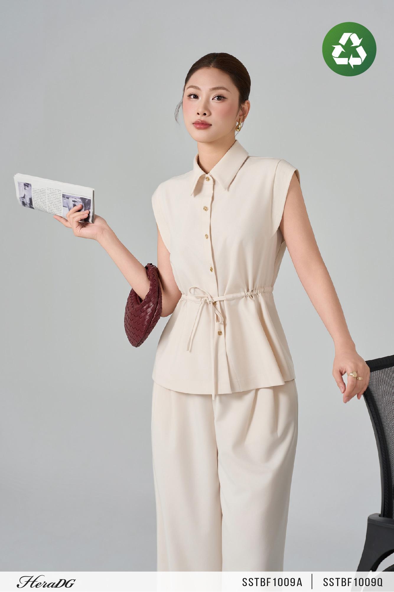 Áo kiểu vai chờm, rút eo