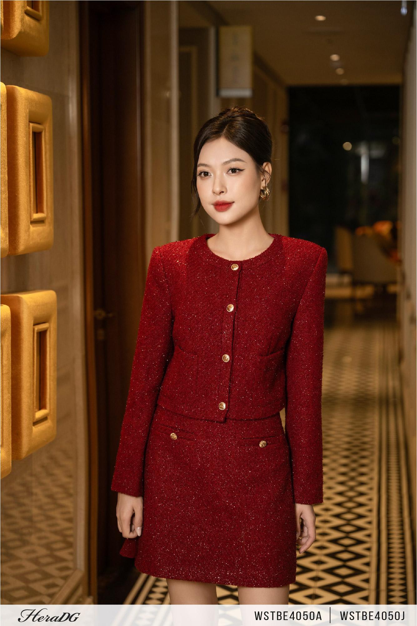 Áo khoác dạ tweed dáng ngắn